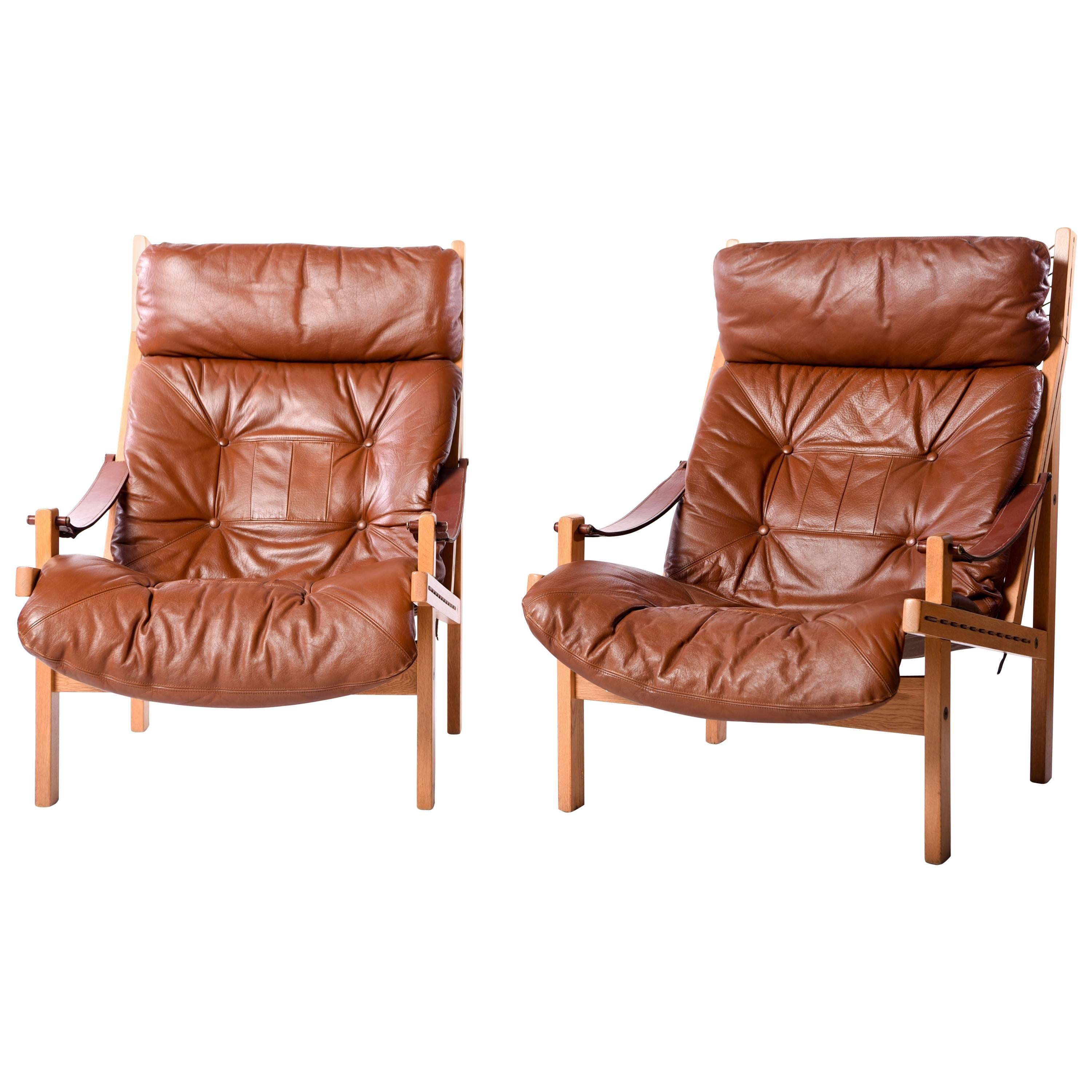 Pair of Hunter Lounge Chairs by Torbjørn Afdal for Bruksbo Norway, circa 1960s