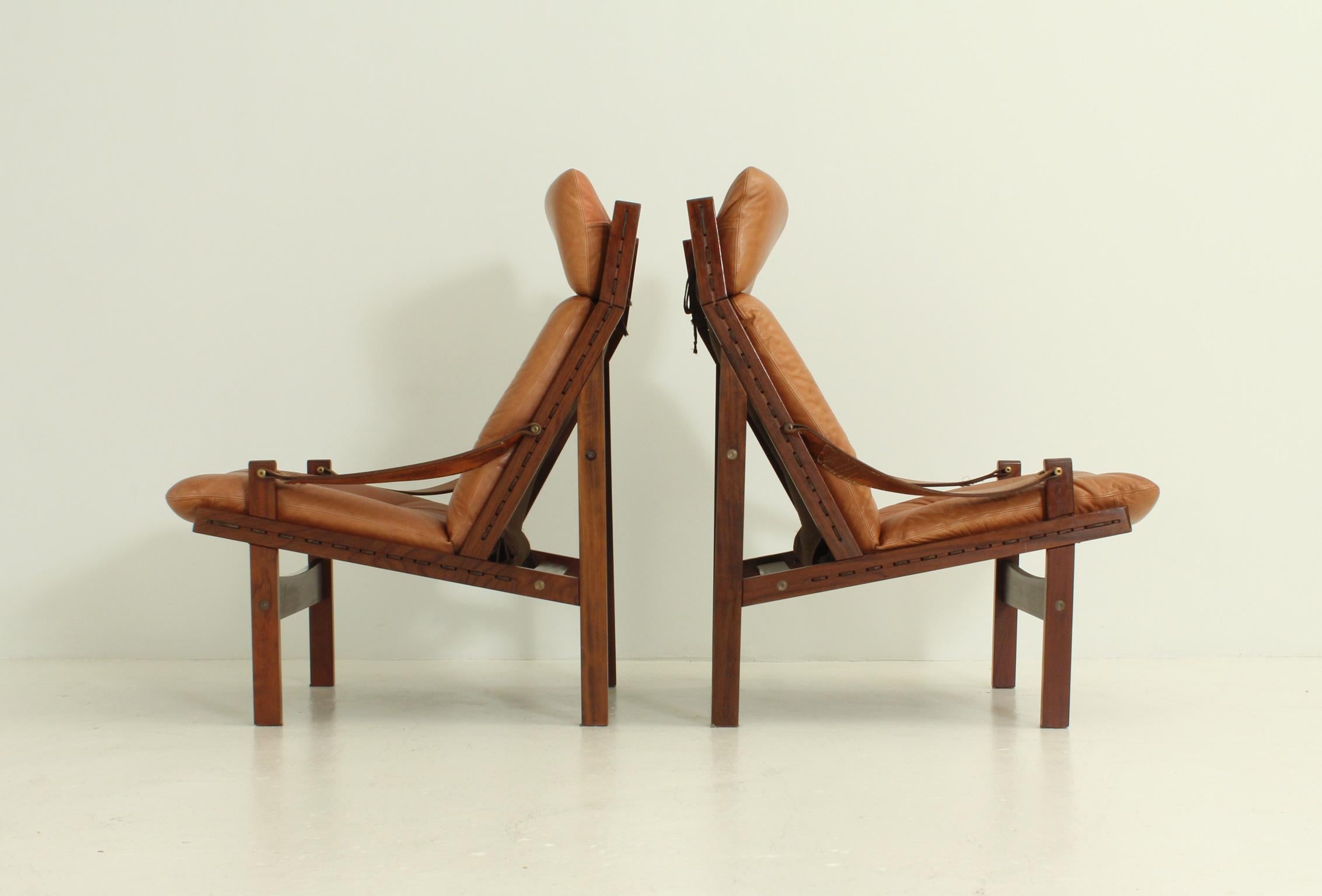 Leather Pair of Hunter Lounge Chairs by Torbjørn Afdal, Norway