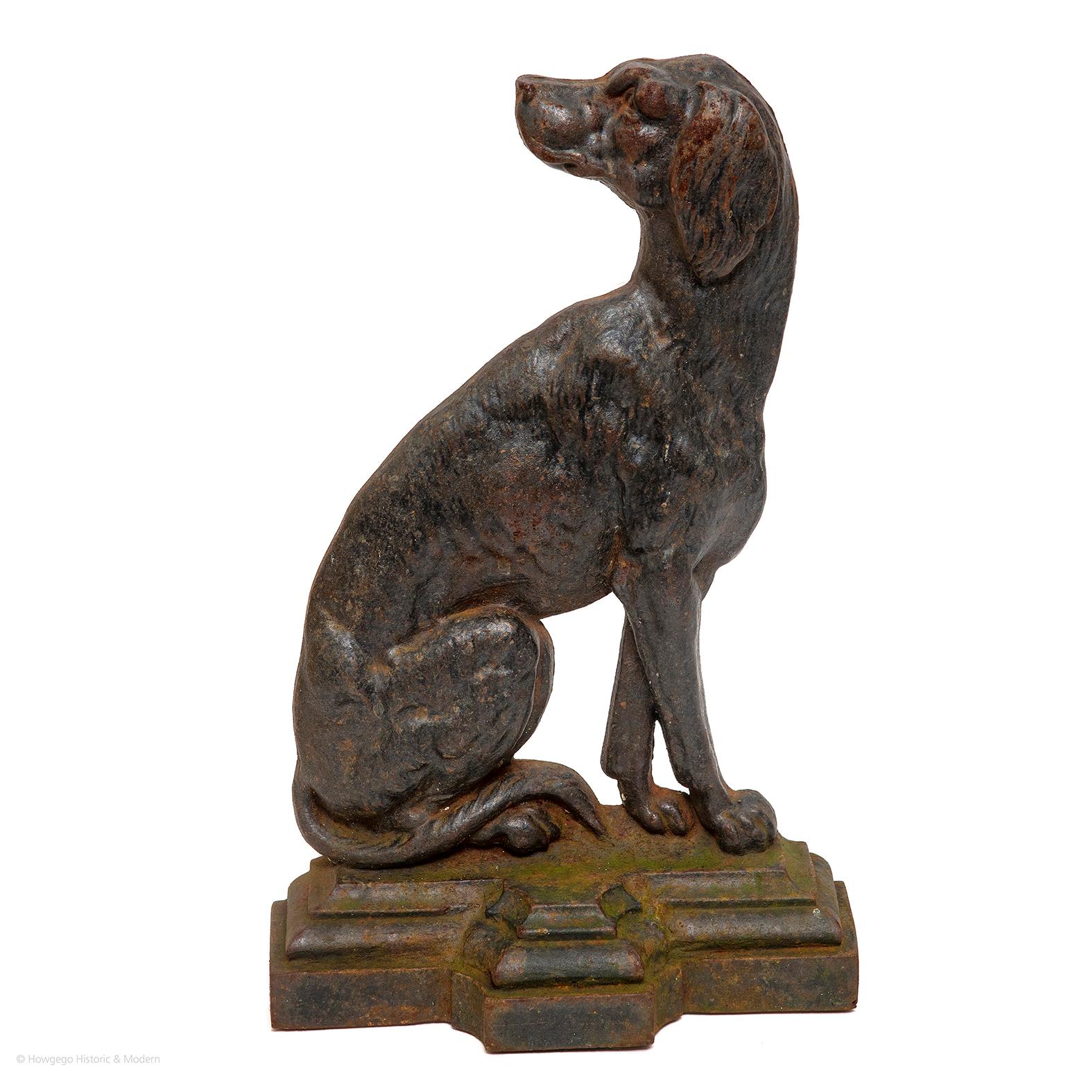 High Victorian Matched Pair of Hunting Dog Door Stops Cast Iron, 19th Century