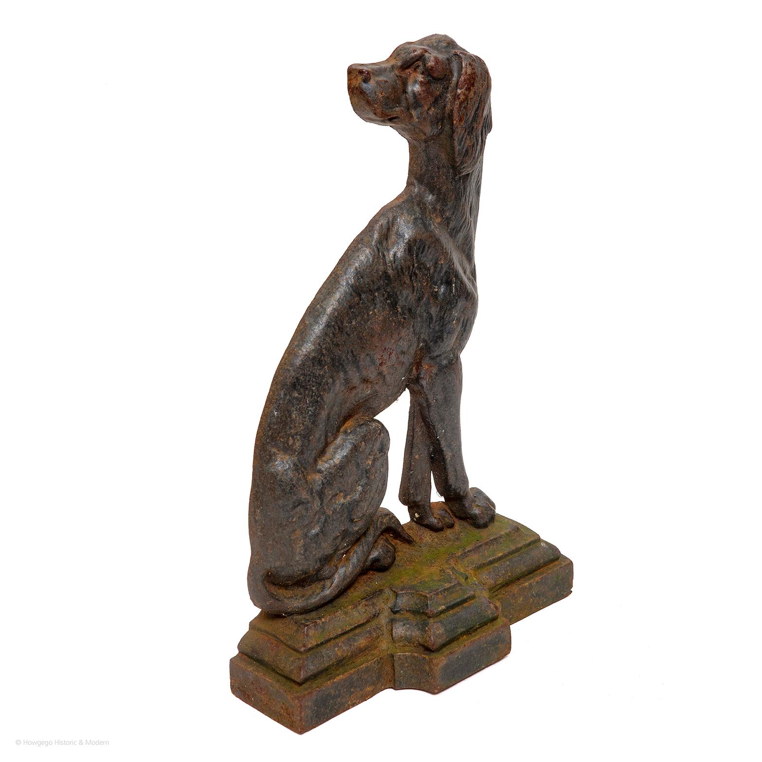 English Matched Pair of Hunting Dog Door Stops Cast Iron, 19th Century