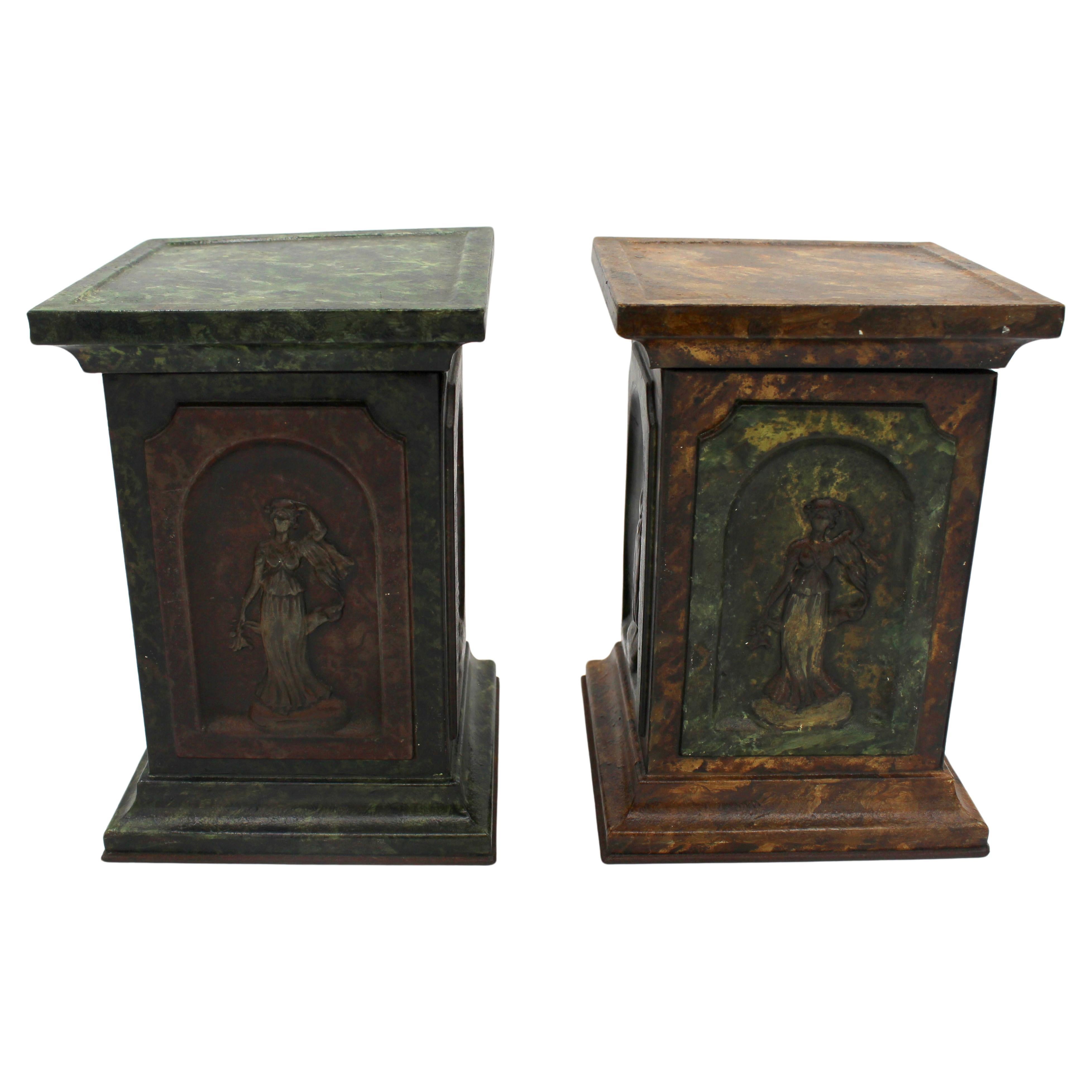 Pair of Huntley & Palmers Sculpture Pedestal Form Biscuit Tin Boxes, circa 1909 For Sale