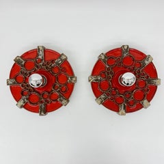 Pair of Hustadt Leuchten ceramic wall lamps sconce , 1970s