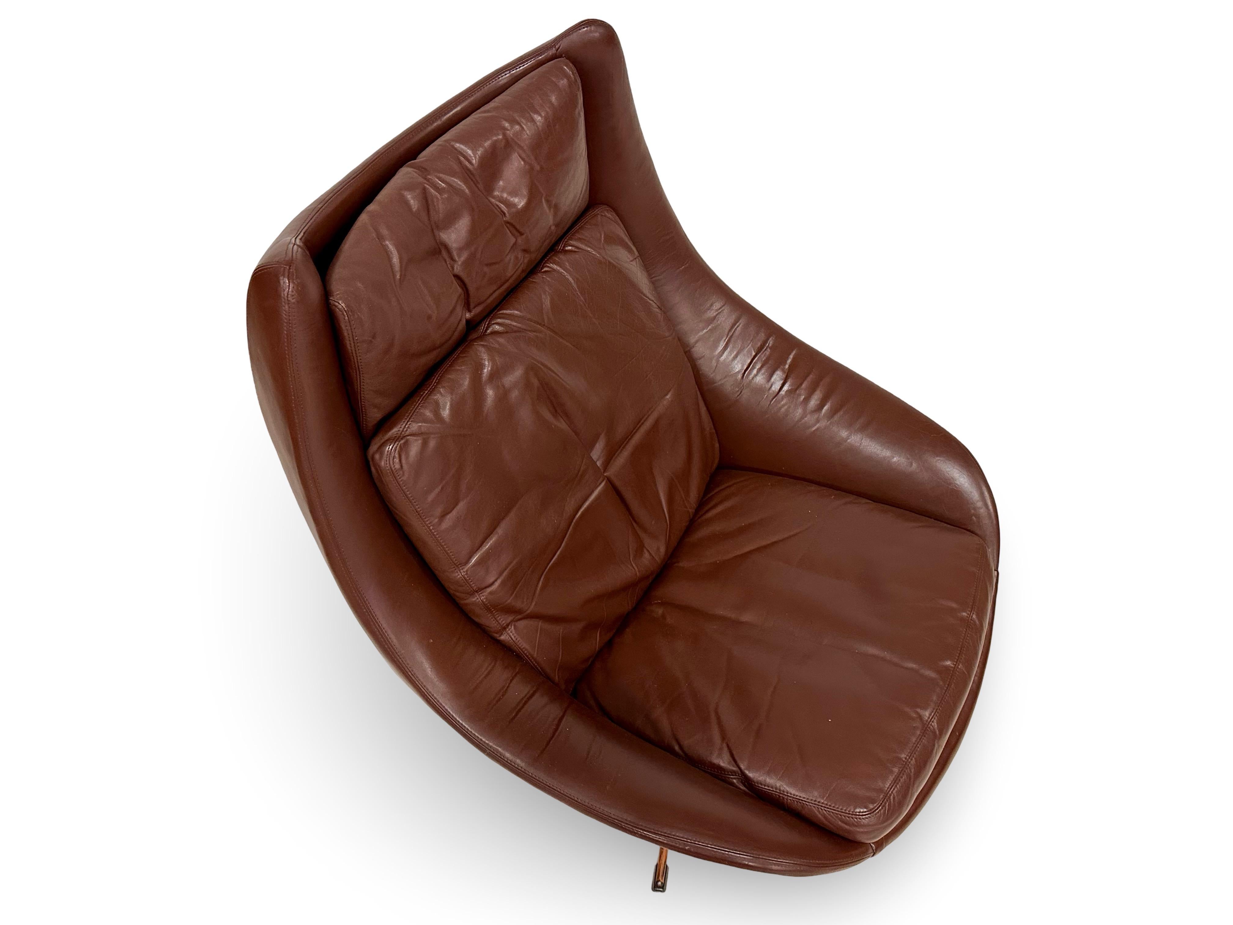 Mid-20th Century Pair of H.W.Klein, Bramin loungers in original leather.