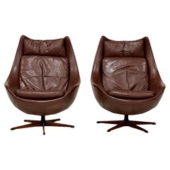 Pair of H.W.Klein, Bramin loungers in original leather.