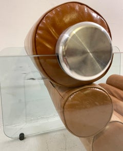 Pair of "Hyaline" Cognac leather Armchairs by Fabio Lenci - Italy 1967