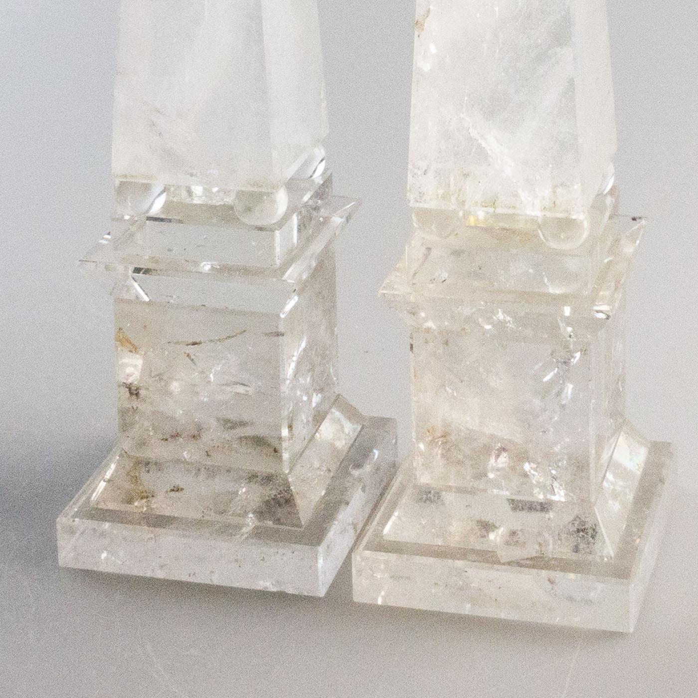 Pair of Hyaline Quartz Obelisks In New Condition For Sale In Milan, IT