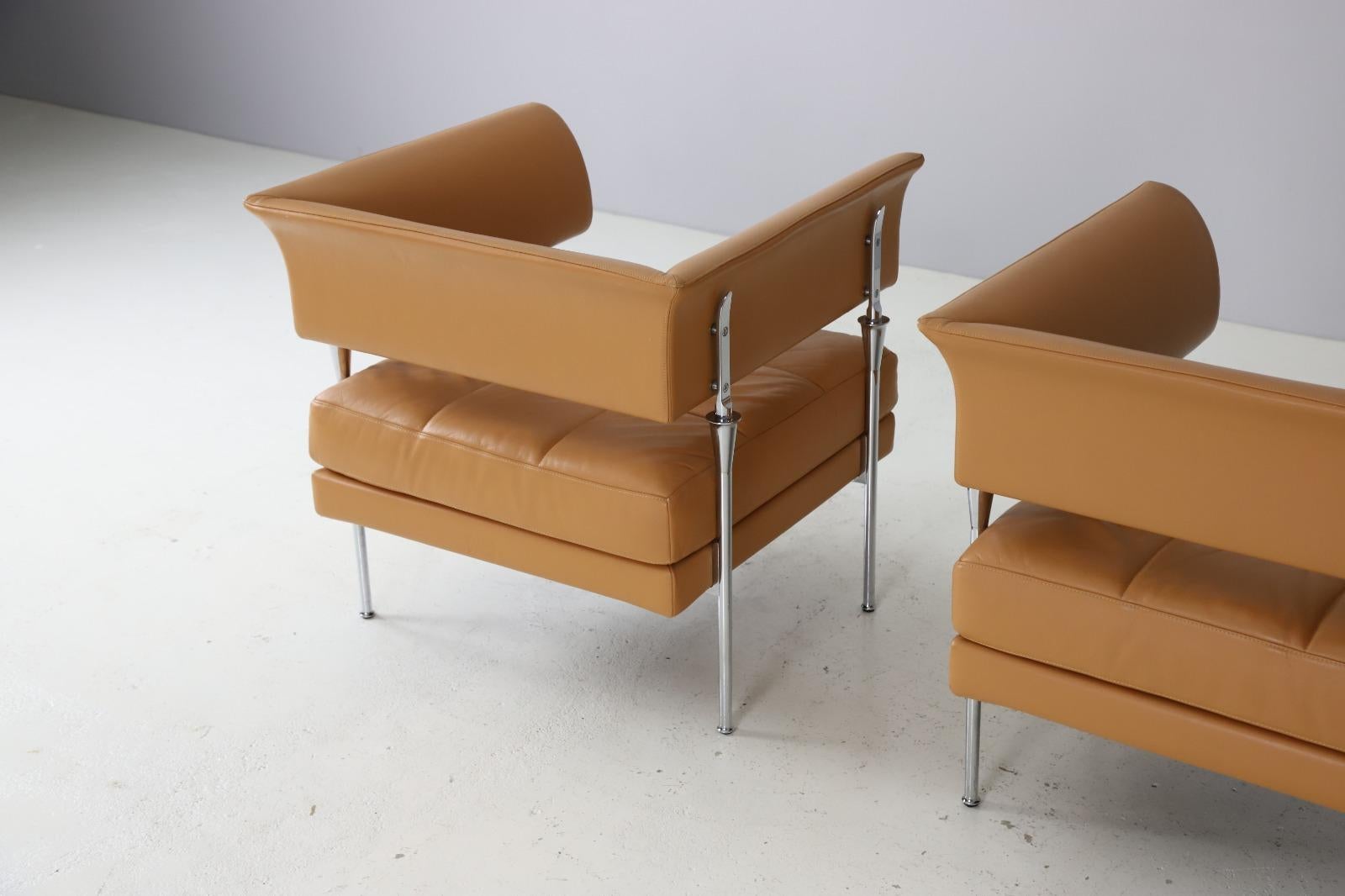 Pair of 'Hydra Castor' Lounge Chairs by Luca Scacchetti for Poltrona Frau, 1990s For Sale 4