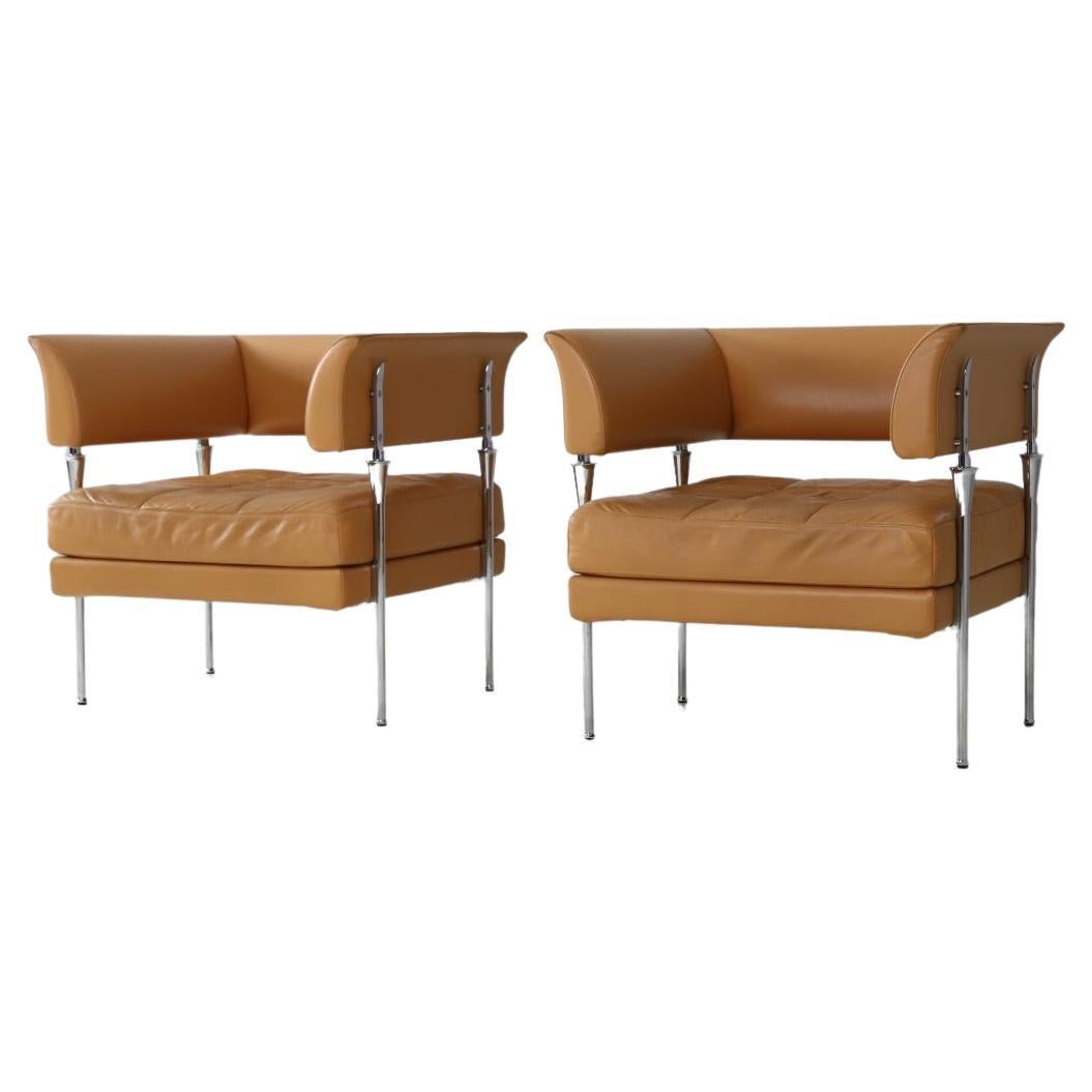 Pair of 'Hydra Castor' Lounge Chairs by Luca Scacchetti for Poltrona Frau, 1990s For Sale