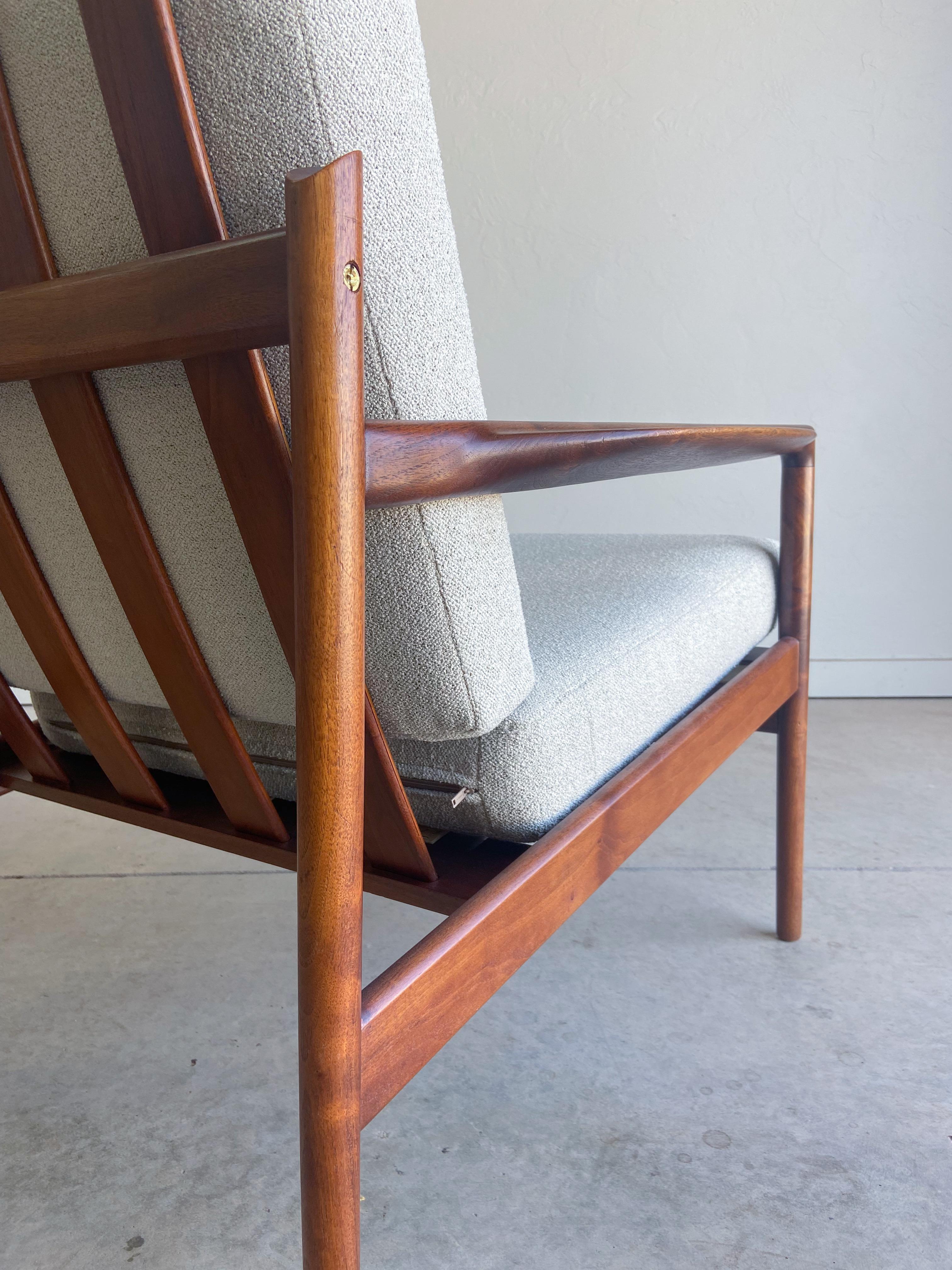 Pair of Ib Kofod Larsen Danish Modern Walnut Lounge Chairs for Selig, 1960’s 1