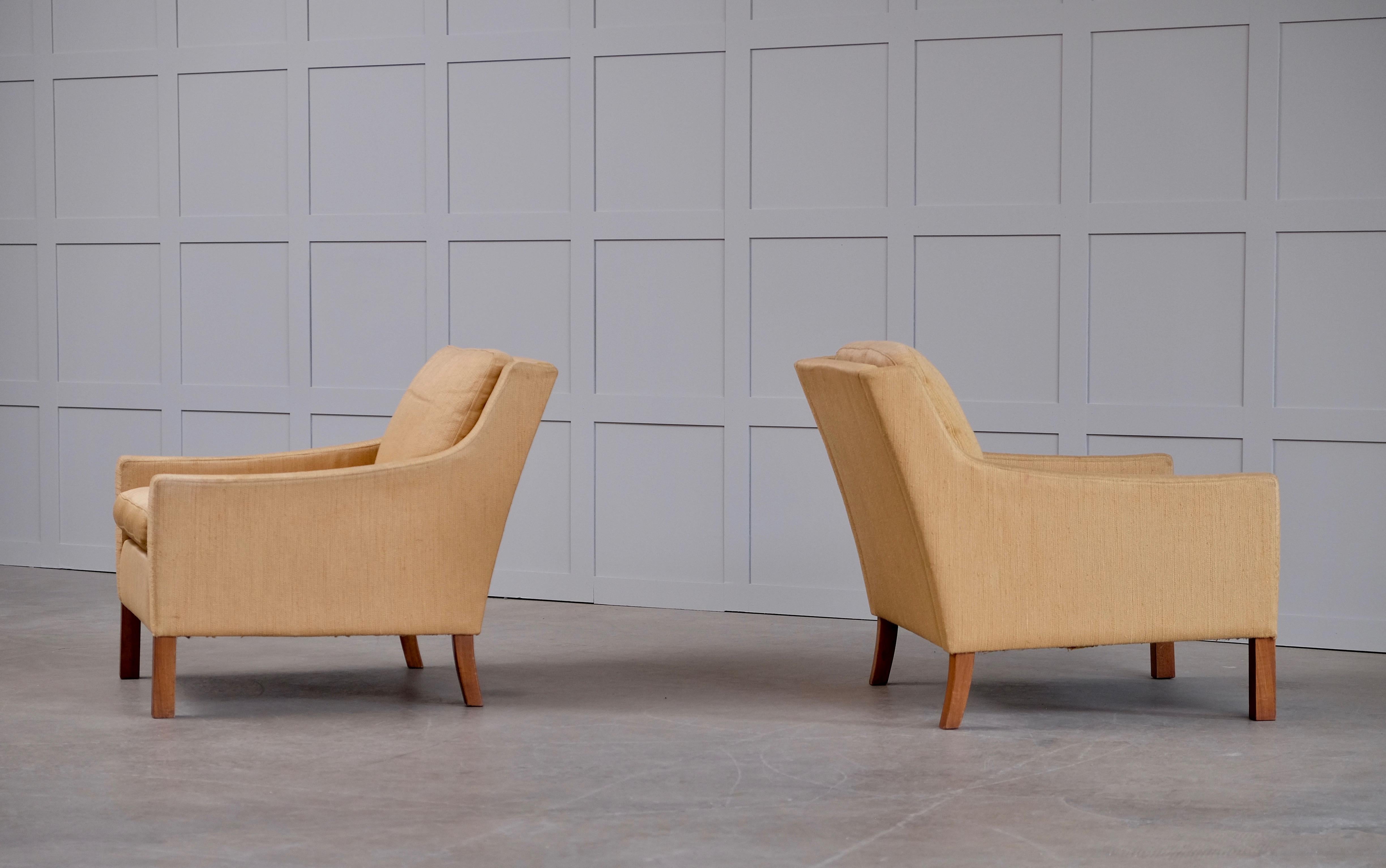 Pair of Ib Kofod-Larsen Easy Chairs by OPE, Sweden, 1960s For Sale 4