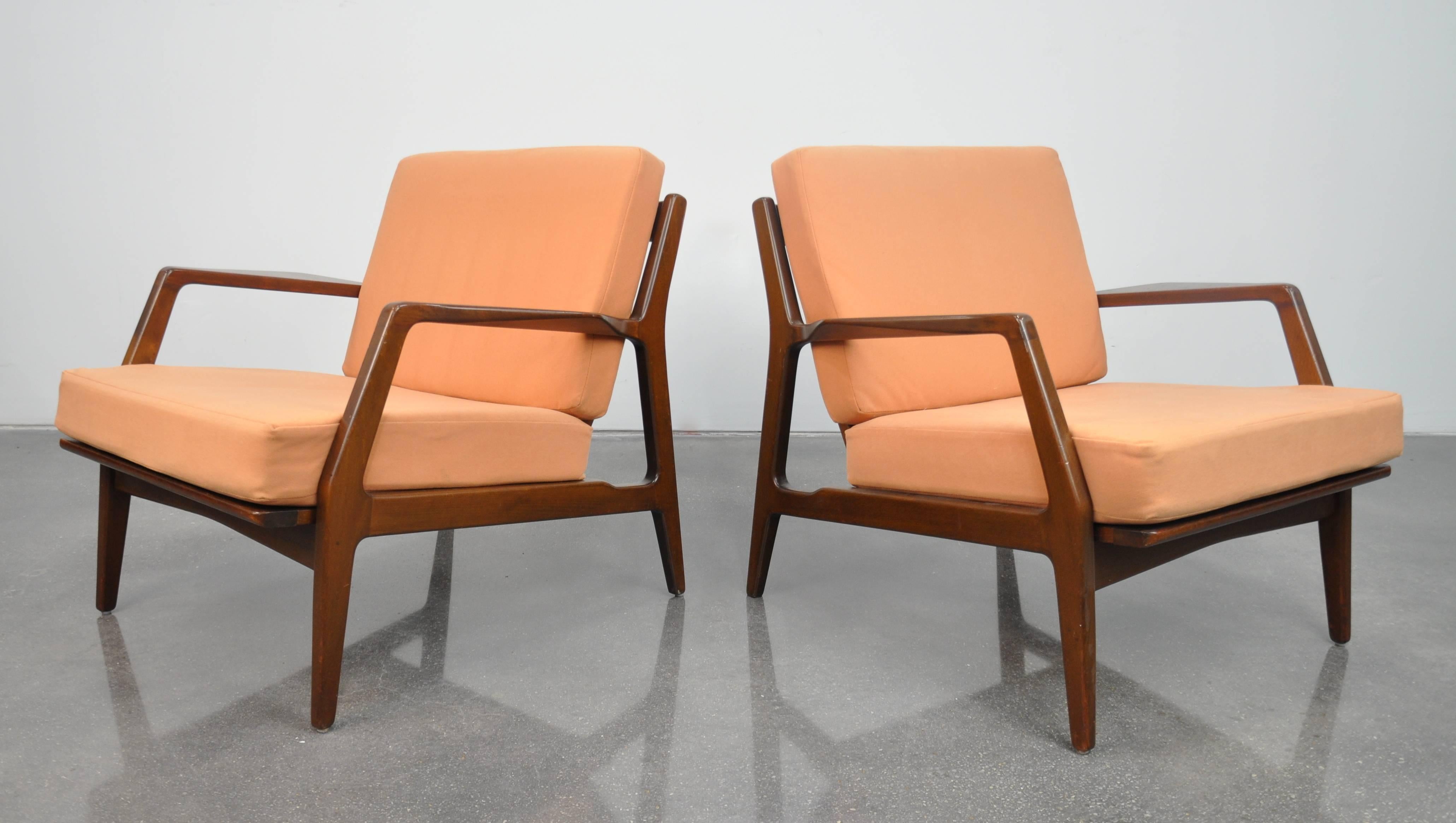 Danish Pair of Ib Kofod-Larsen for Selig Lounge Chairs