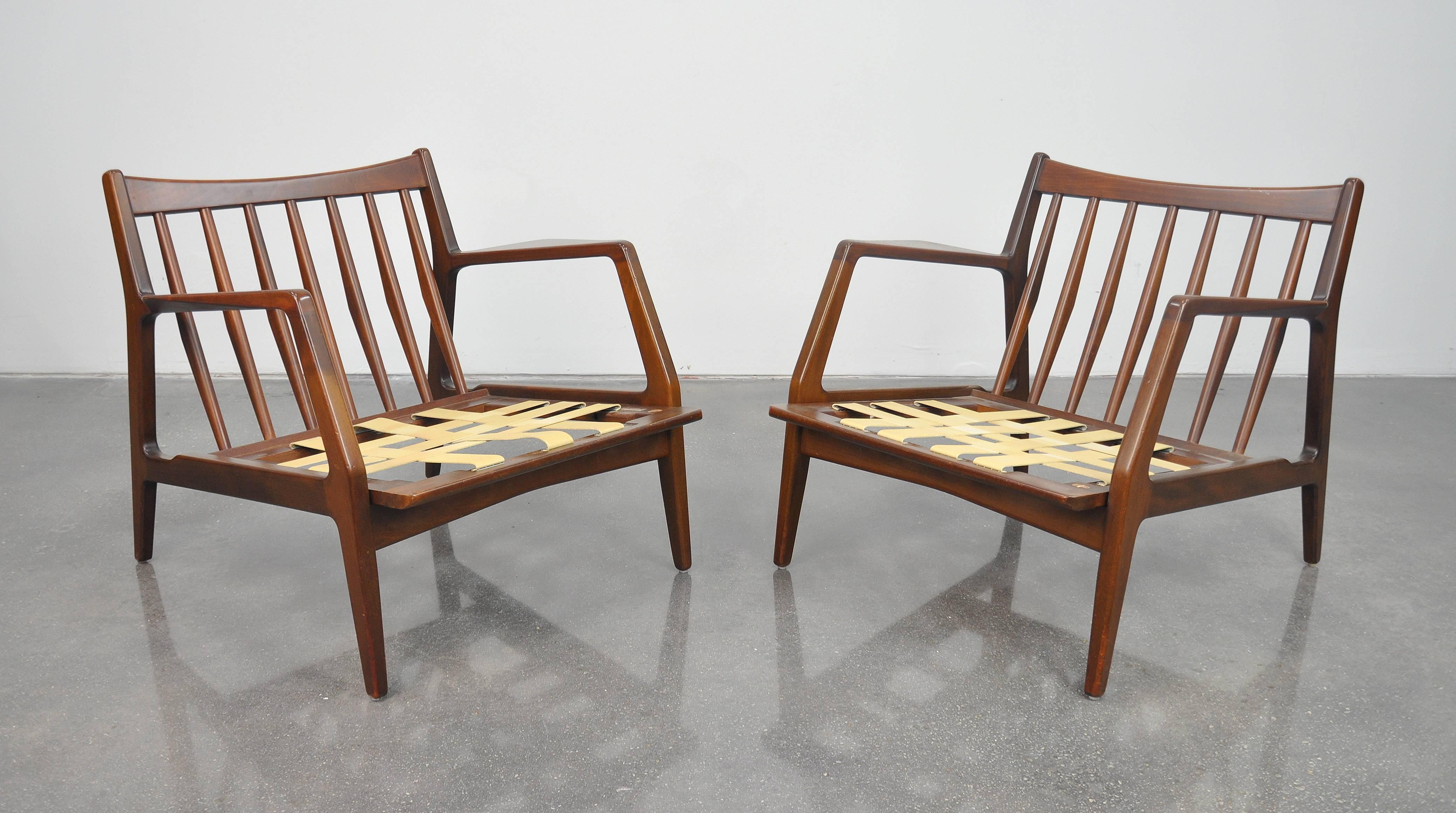 Mid-20th Century Pair of Ib Kofod-Larsen for Selig Lounge Chairs