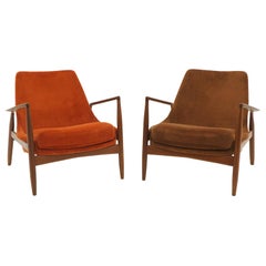 Pair of Ib Kofod-Larsen Seal or Sälen Lounge Chairs in Complimenting Fabrics