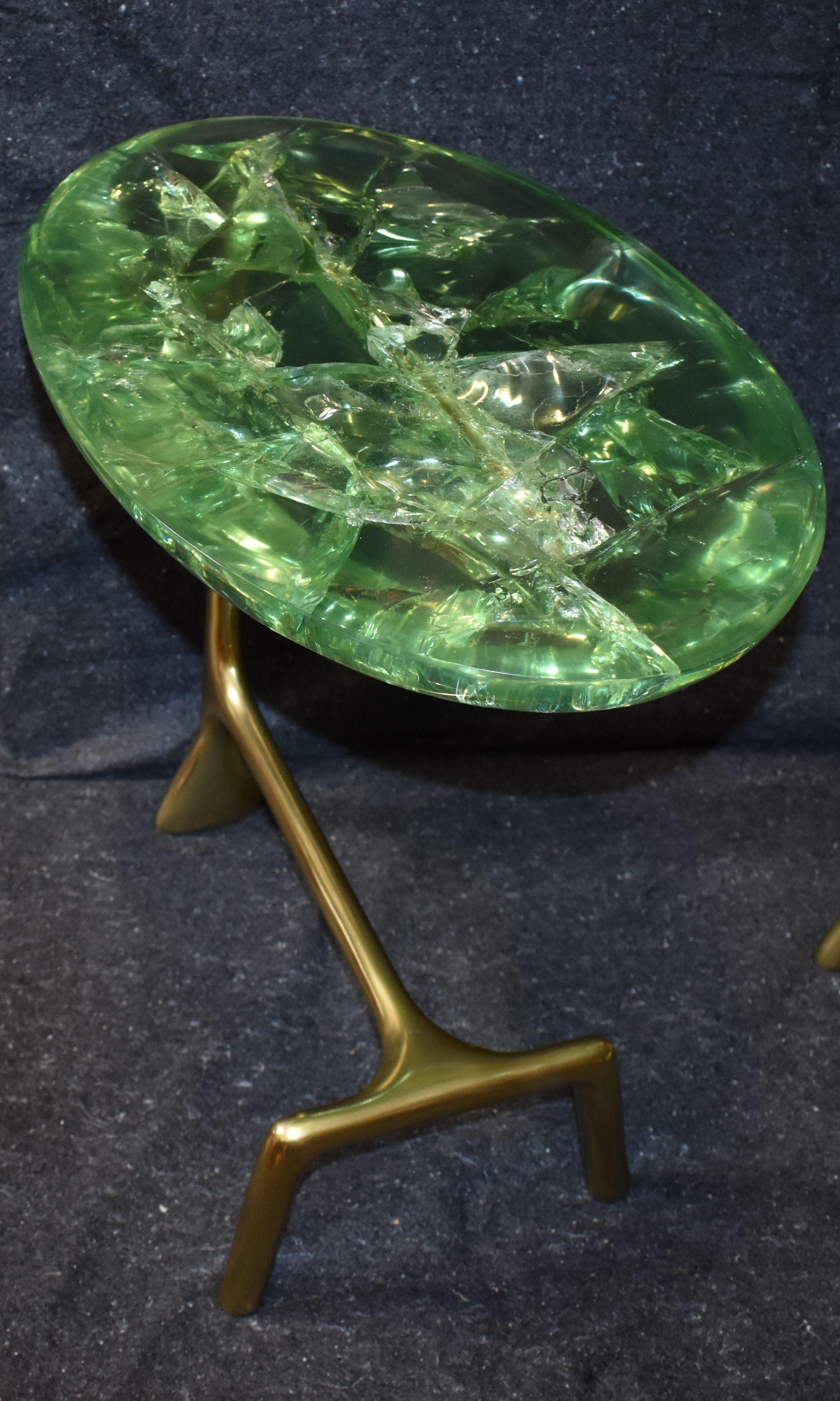 Mid-Century Modern Pair of Ice Cracked Resin 