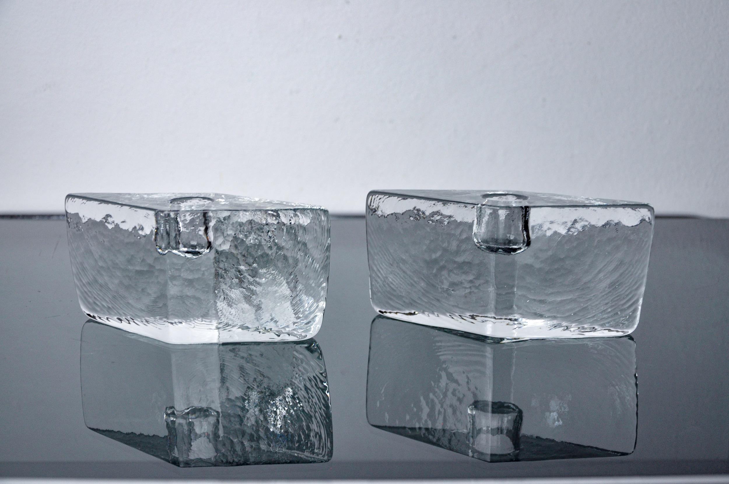 italien Paire de chandeliers cubiques de glace, verre de Murano, Italie, 1970 en vente