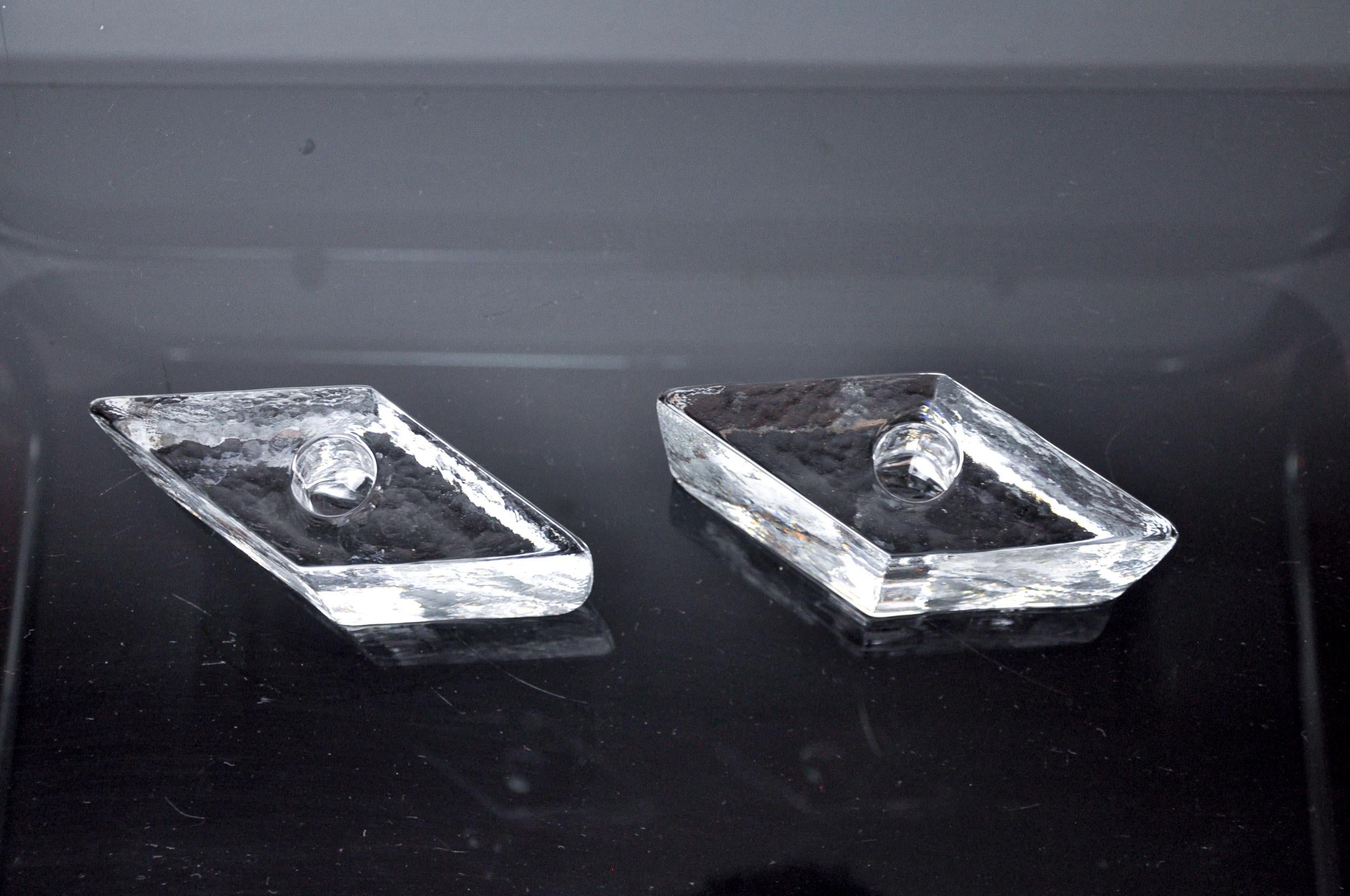 Fin du 20e siècle Paire de chandeliers cubiques de glace, verre de Murano, Italie, 1970 en vente