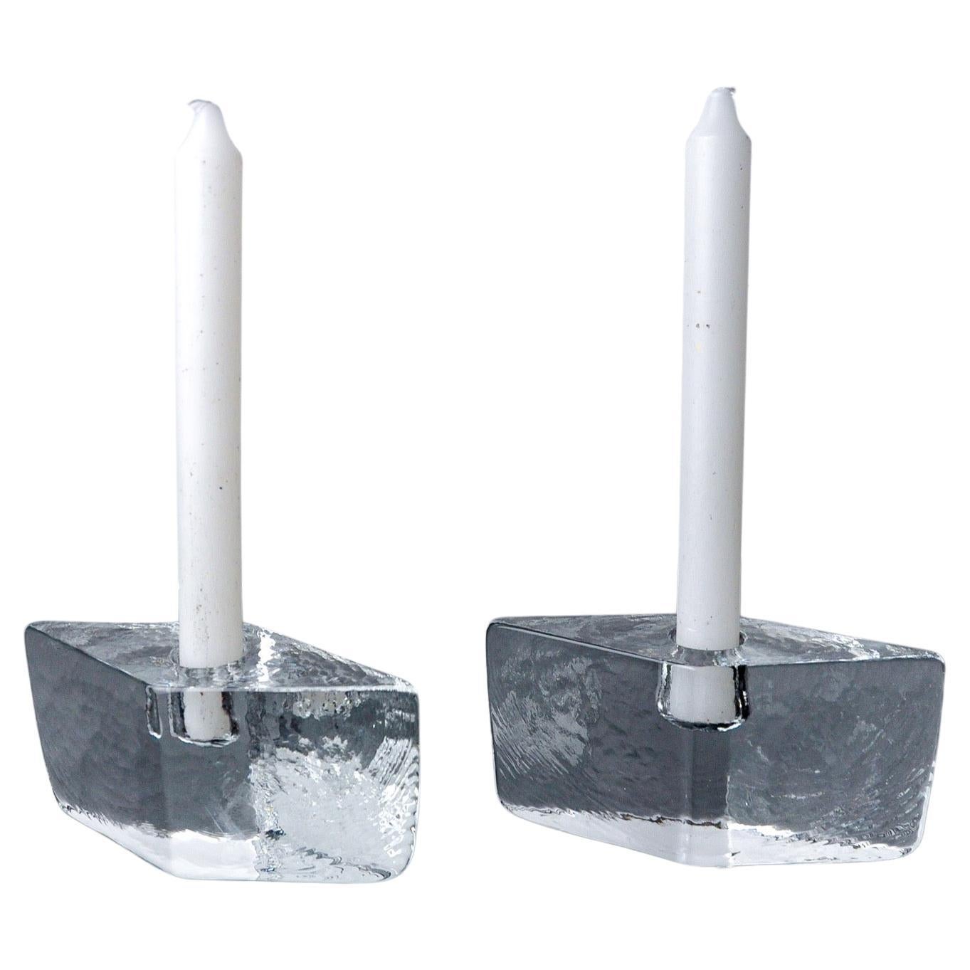 Paire de chandeliers cubiques de glace, verre de Murano, Italie, 1970 en vente
