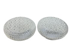 Pair of Ice Flower Pattern Massive Lighting Flush Mount Ceiling Lights, 1960s