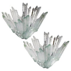 Pair of Ice Glass Candelholders or Bowls Wirkkala for Humppila, 1960s