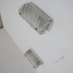 Pair of Ice Glass Chrome Mid-Century Wall Lights