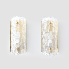 Ein Paar Wandleuchten aus Eisglas von Carl Fagerlund