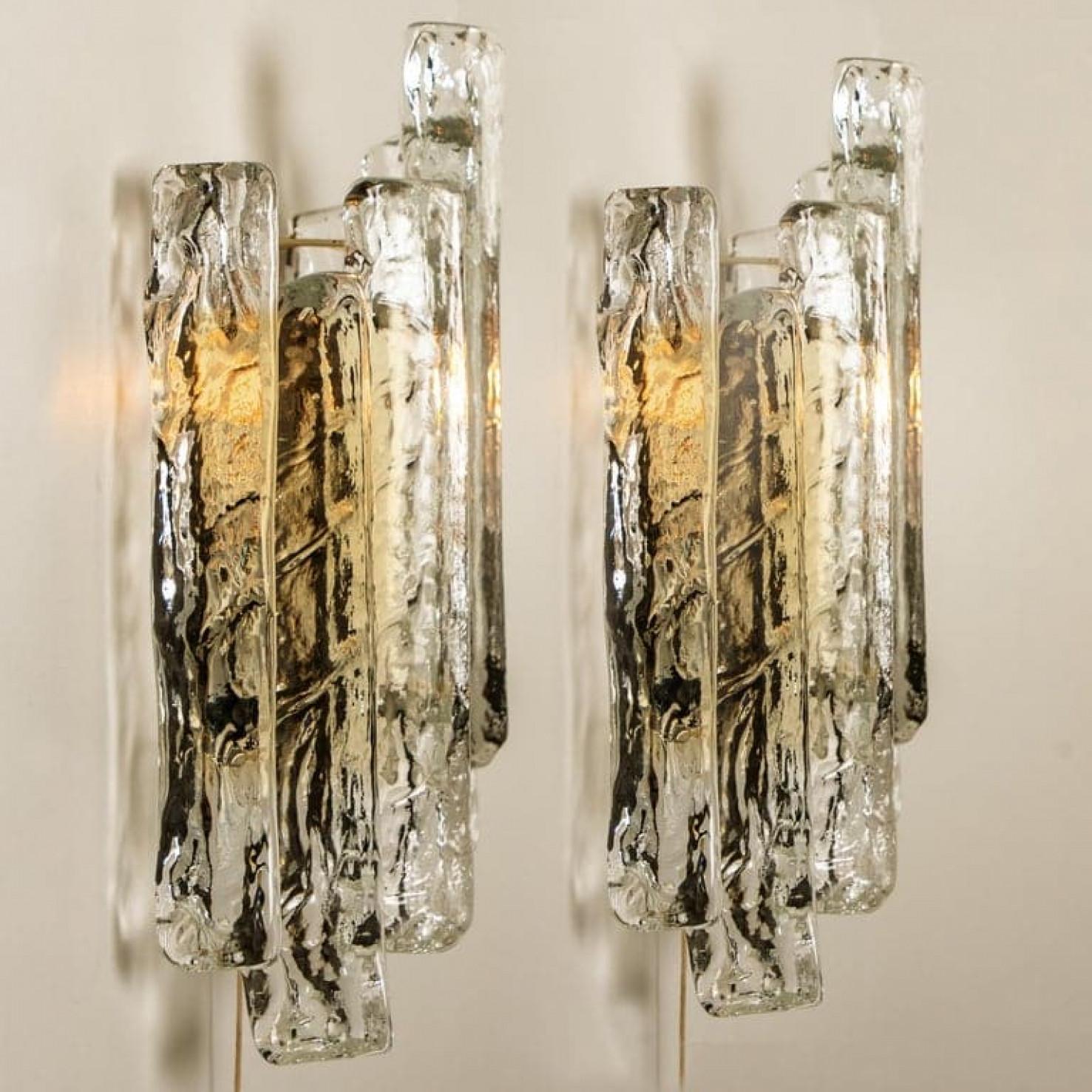 Paire d'appliques murales en verre glacé, Autriche, 1970 en vente 5