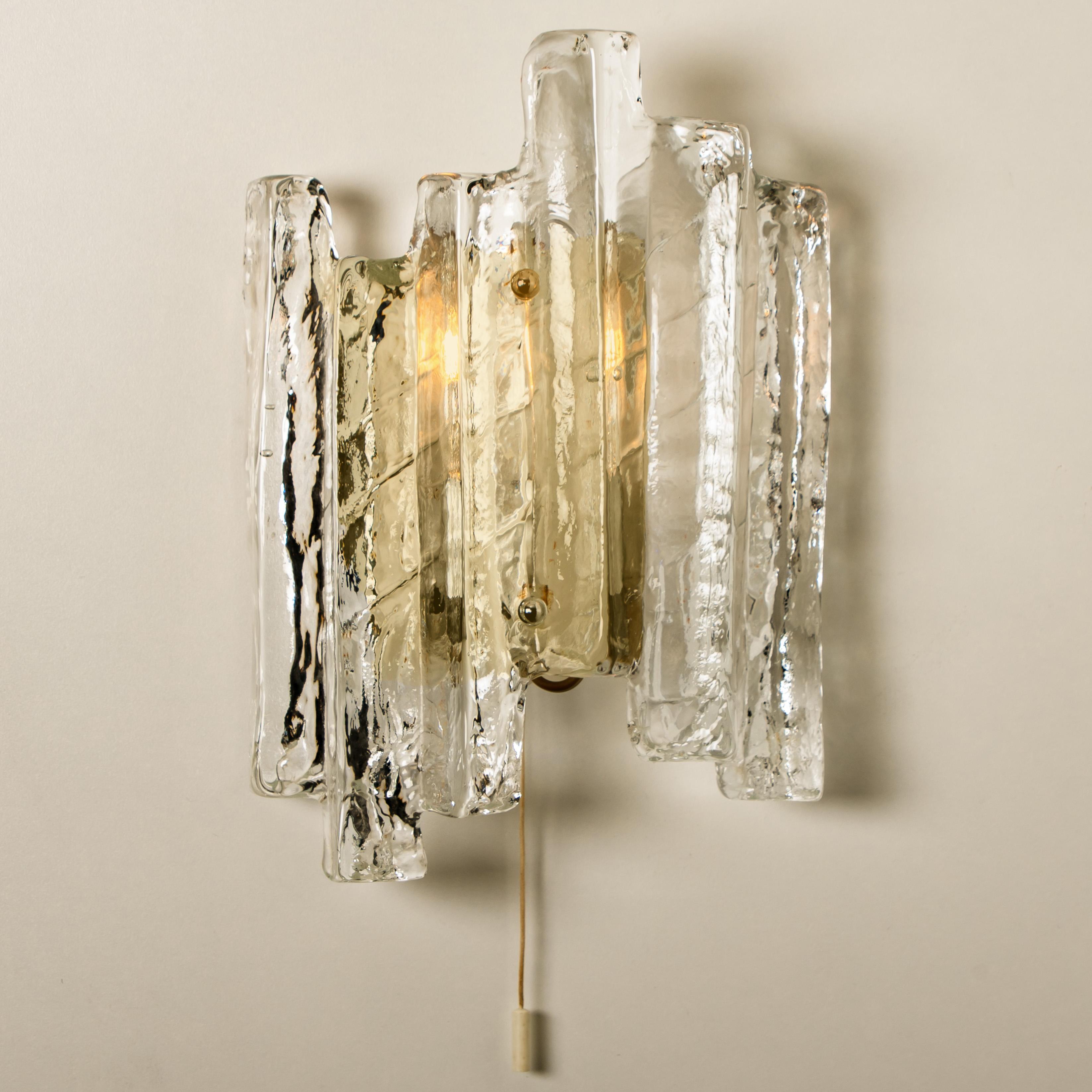 Pair of Ice Glass Wall Sconces, Austria, 1970s 1