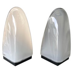 Pair of Ice Murano Glass Lamps by Mazzega, Italy, 1970s