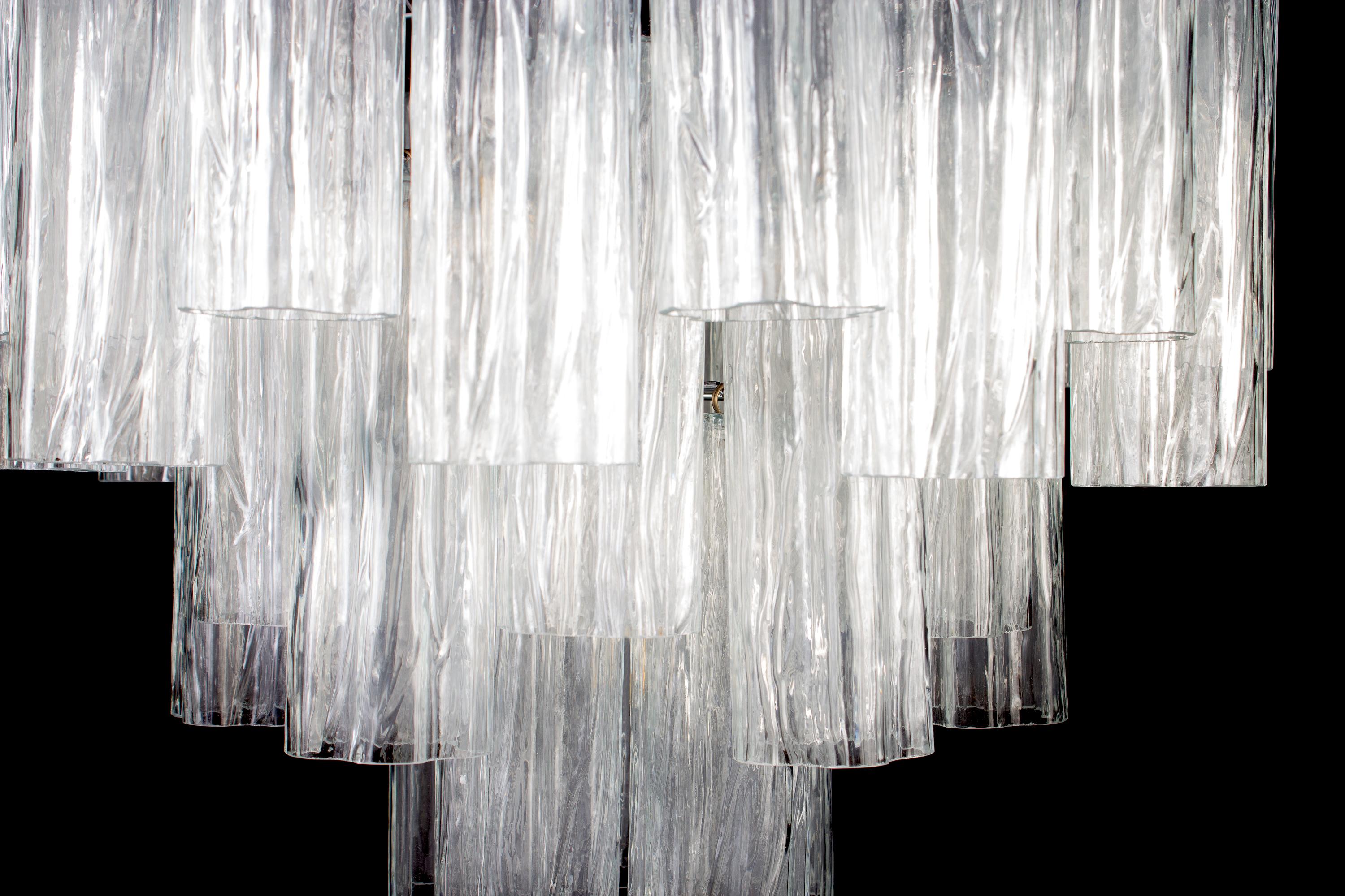 Pair of Ice Tronchi Murano Glass Chandelier, 1980 For Sale 4