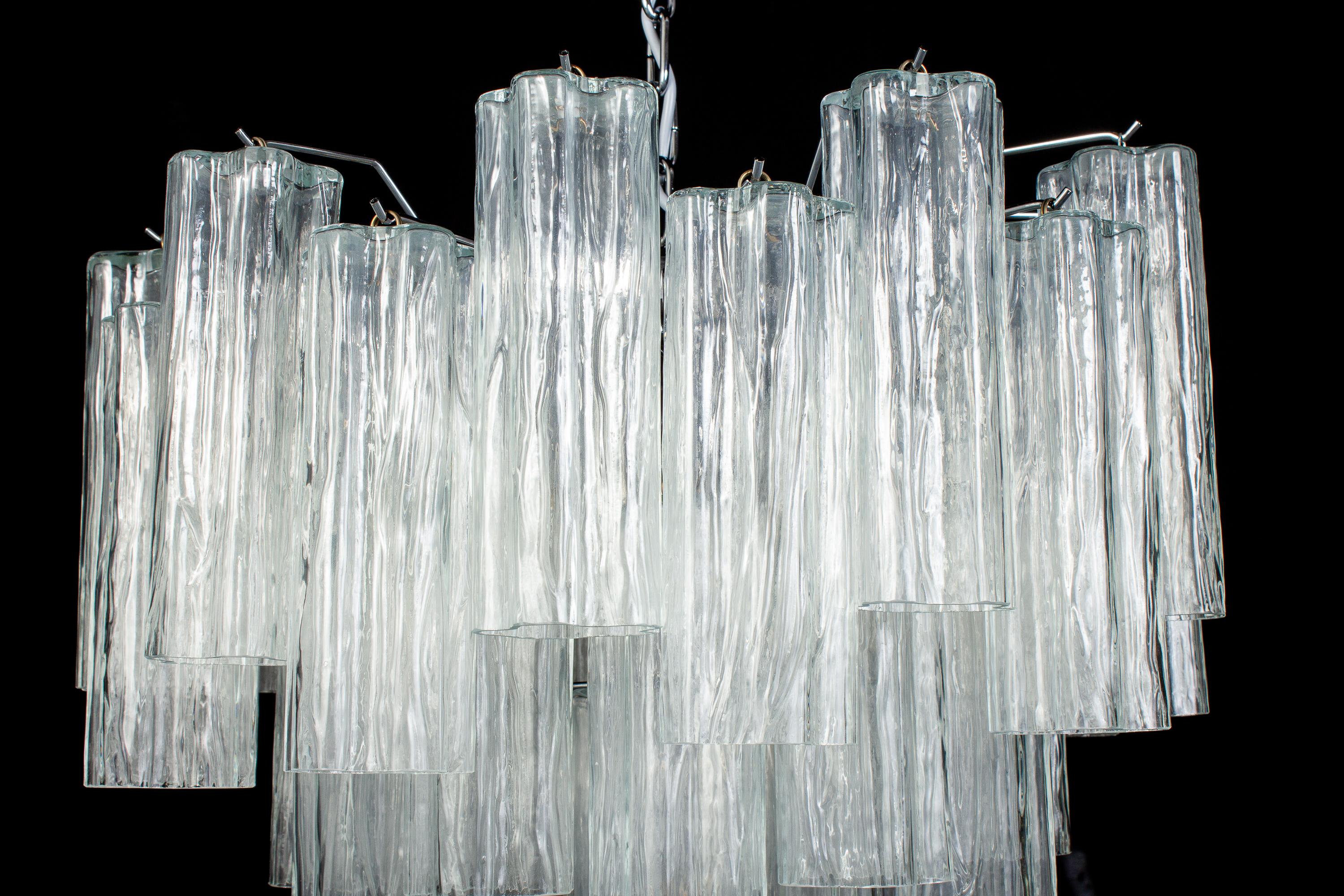 Pair of Ice Tronchi Murano Glass Chandelier, 1980 For Sale 5