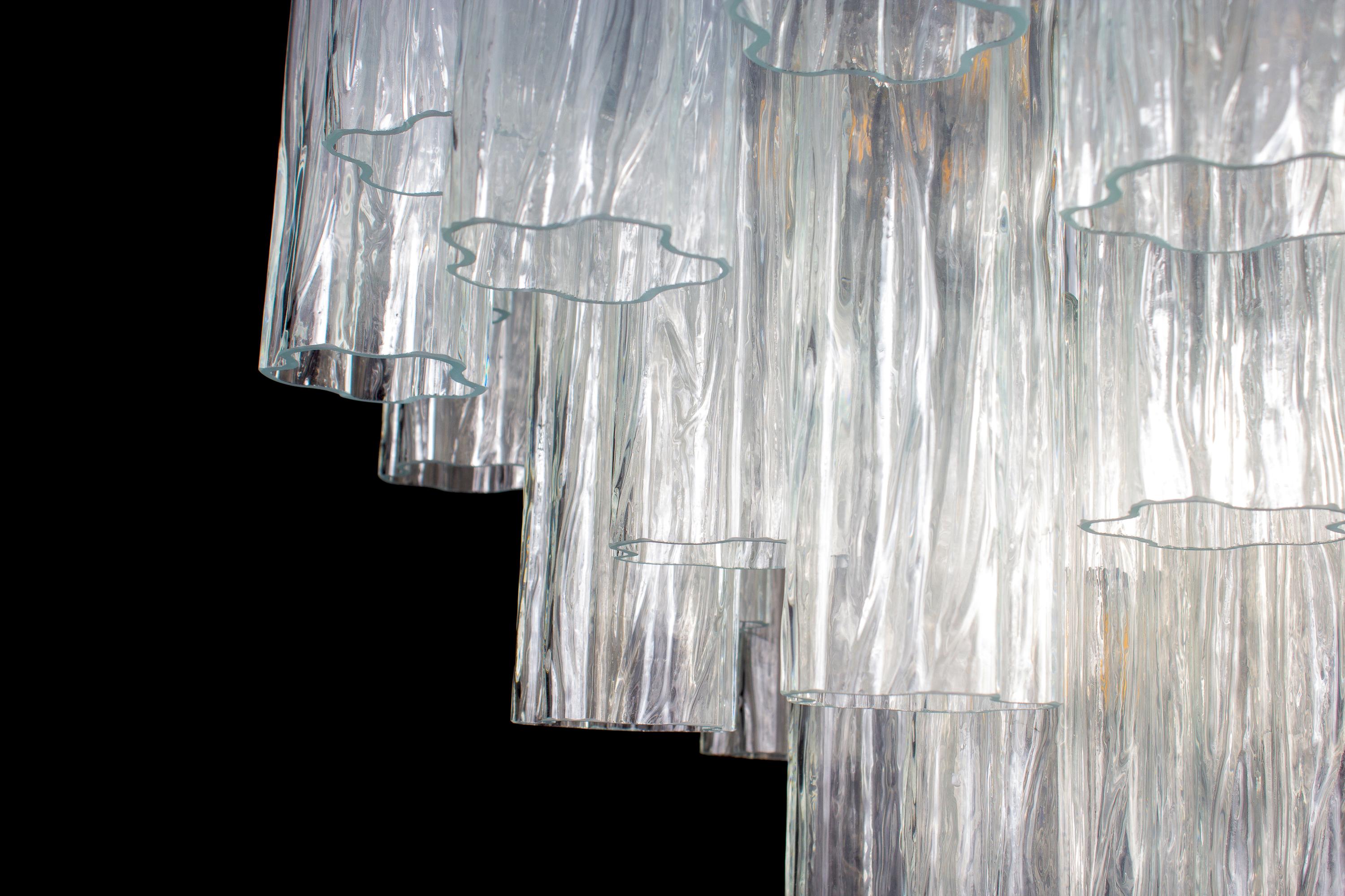 Pair of Ice Tronchi Murano Glass Chandelier, 1980 For Sale 7