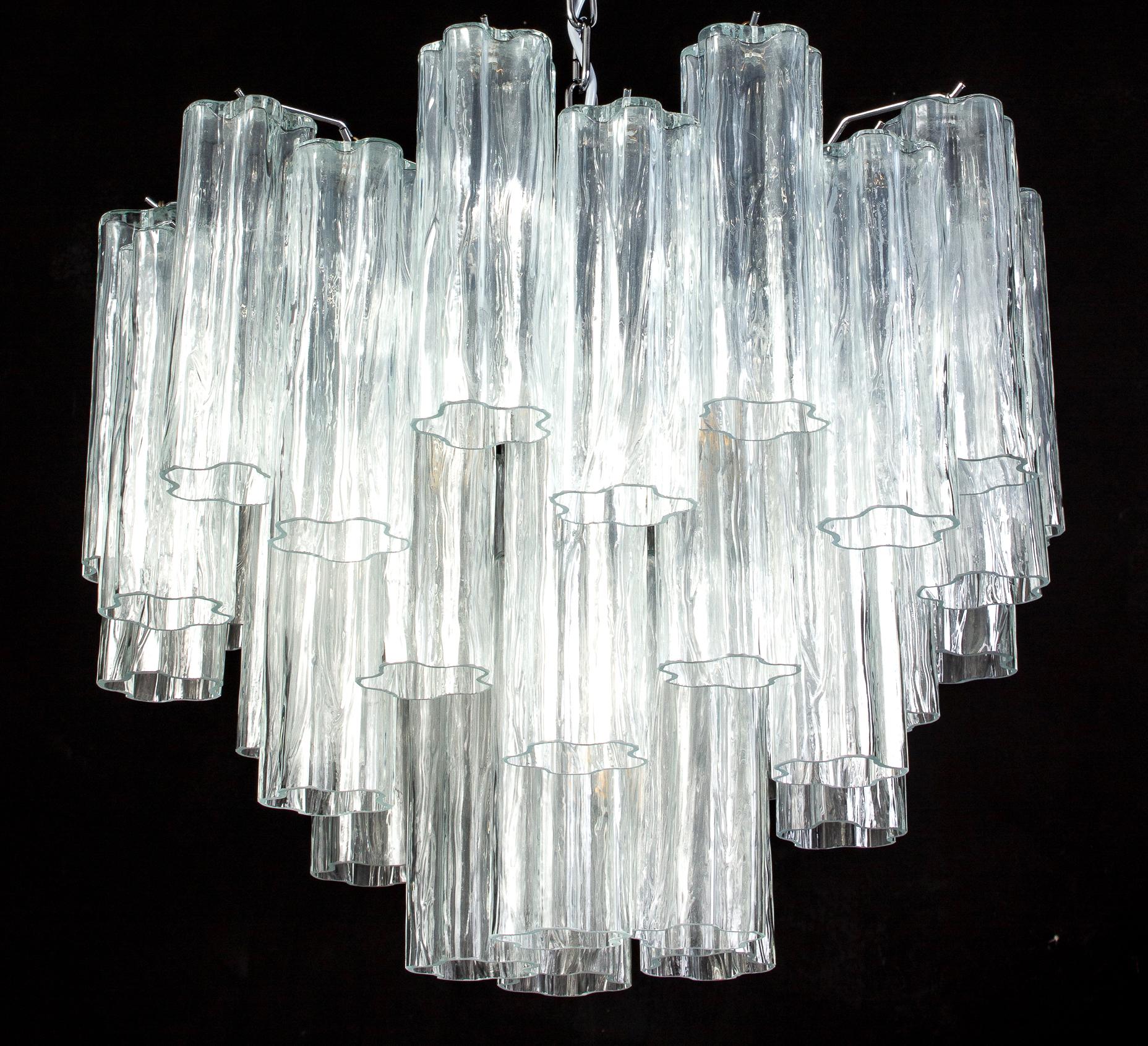 Late 20th Century Pair of Ice Tronchi Murano Glass Chandelier, 1980