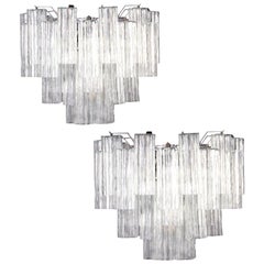 Pair of Ice Tronchi Murano Glass Chandelier, 1980