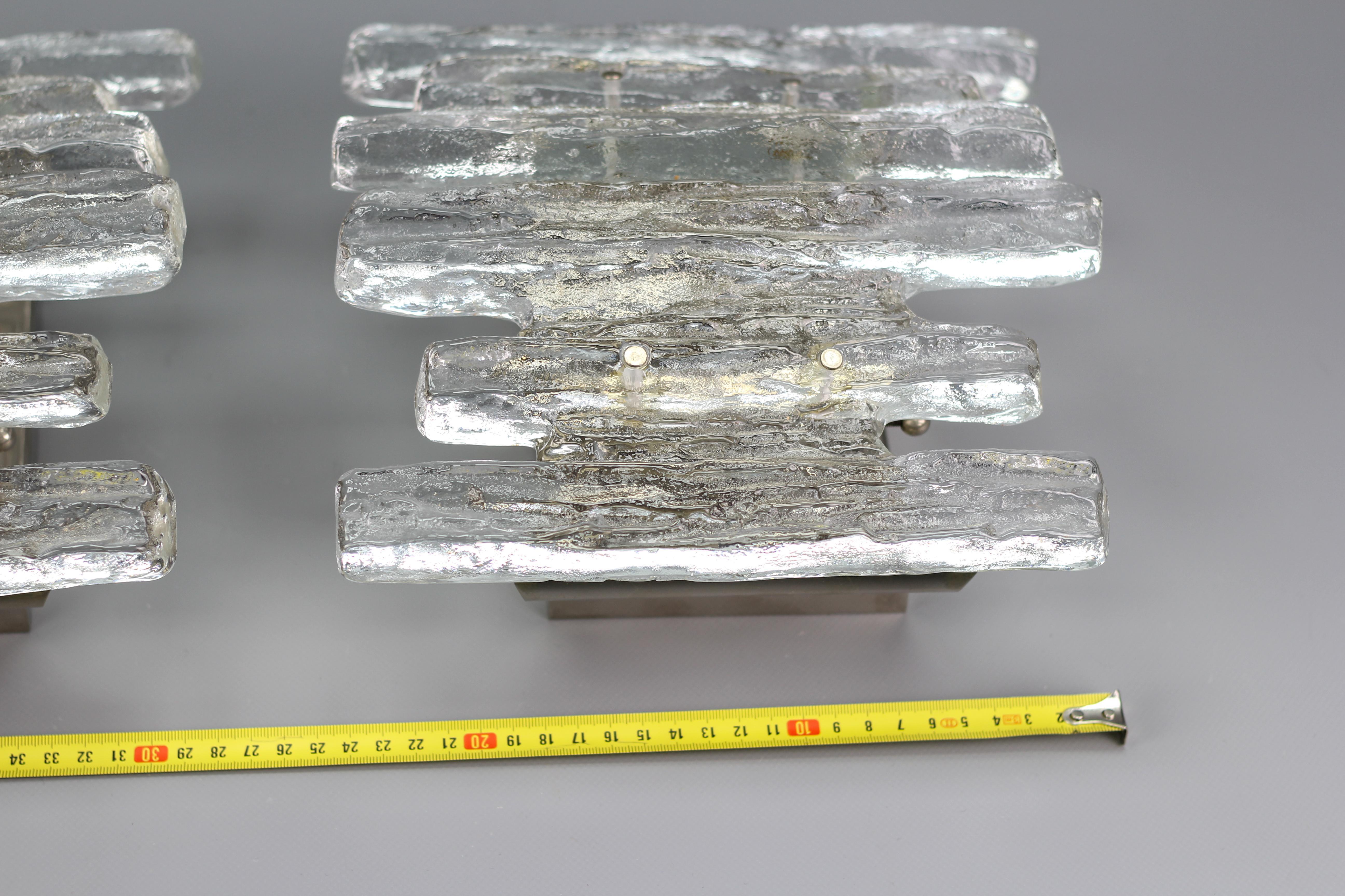 Pair of Icicle Ice Glass Three-Light Sconces by Kalmar Franken KG, Austria For Sale 8