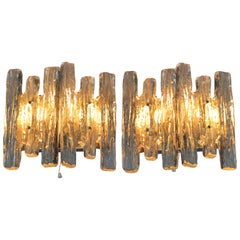 Pair of Icicle Ice Glass Three-Light Sconces by Kalmar Franken KG, Austria Pair of Icicle Ice Glass Three-Light Sconces by Kalmar Franken KG, Austria