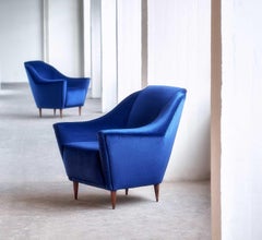 Paire de fauteuils Ico Parisi en velours bleu pour Ariberto Colombo, Italie, 1951