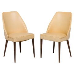 Pair of Ico Parisi for Singer and Sons Beige Leather Side / Game Chairs