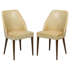 Vintage Pair of Ico Parisi for Singer and Sons Mid-Century Beige Leather Chairs