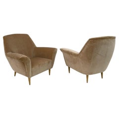 Paire de fauteuils incurvés de style mi-siècle moderne Ico Parisi pour Ariberto Colombo, années 50