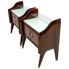 Pair of Ico Parisi Mid-Century Modern Italian Walnut Nightstands, 1950s