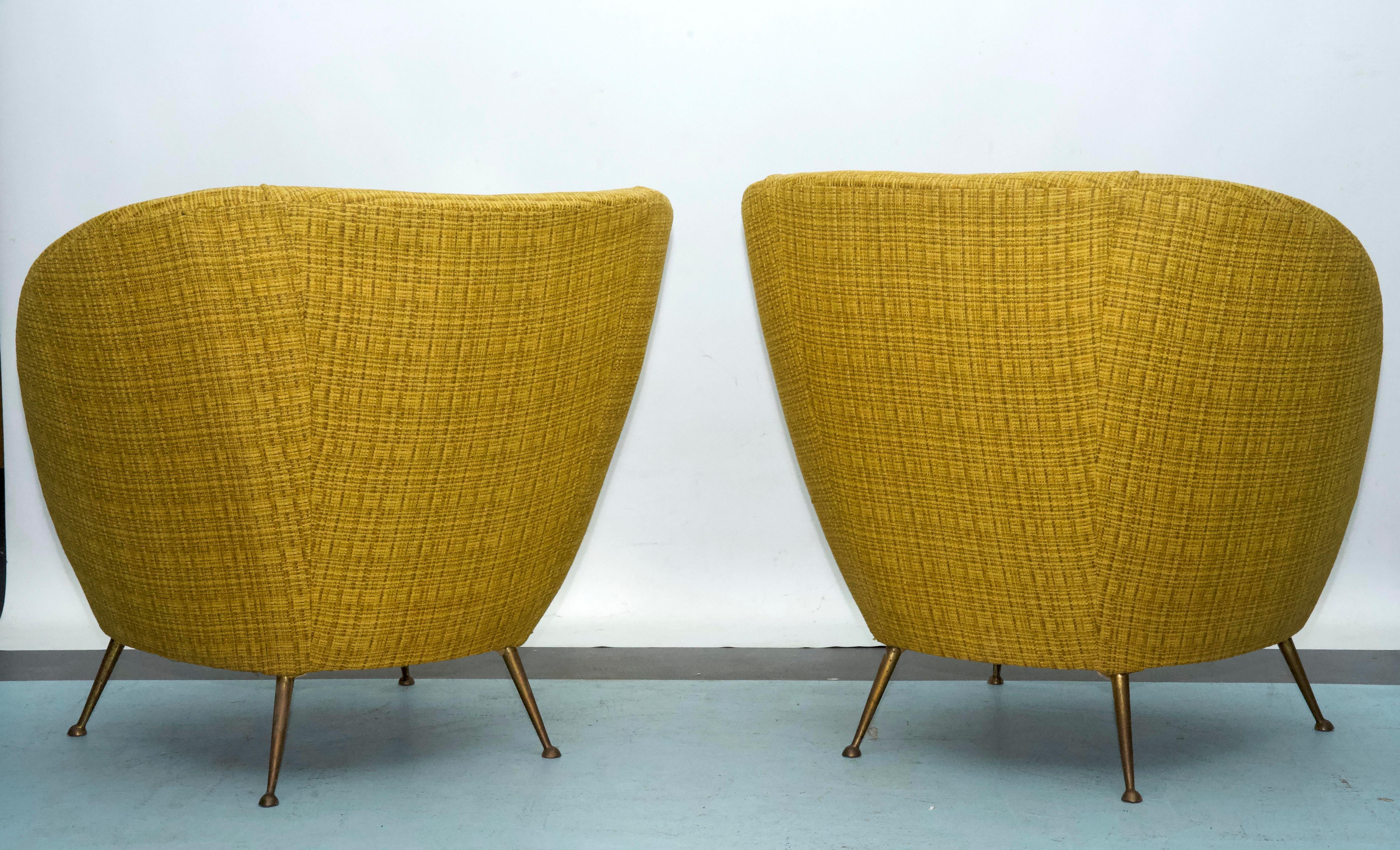 Paire de fauteuils de style Ico Parisi en tissu original, Italie, années 1950 en vente 4