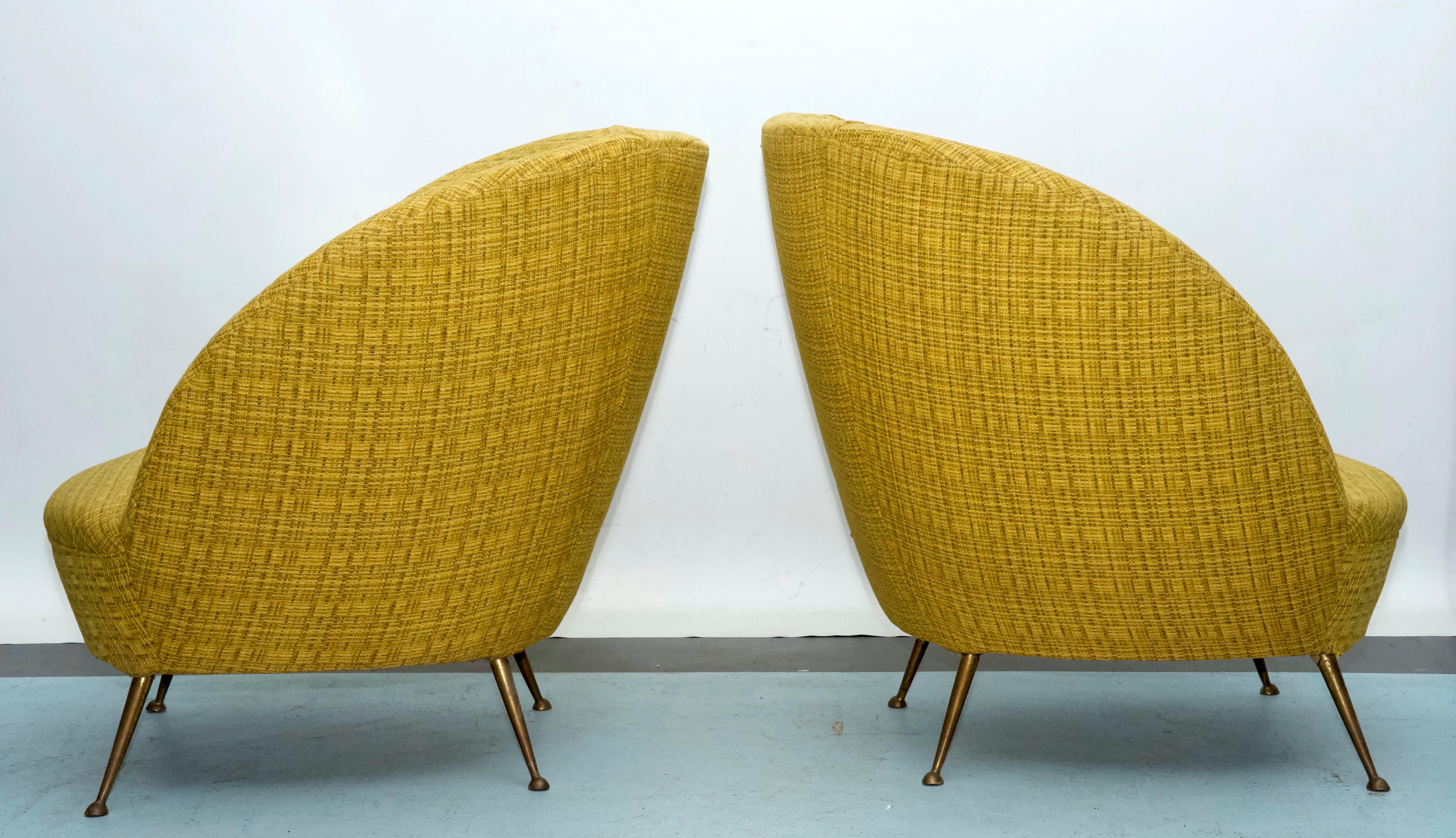 Paire de fauteuils de style Ico Parisi en tissu original, Italie, années 1950 en vente 5