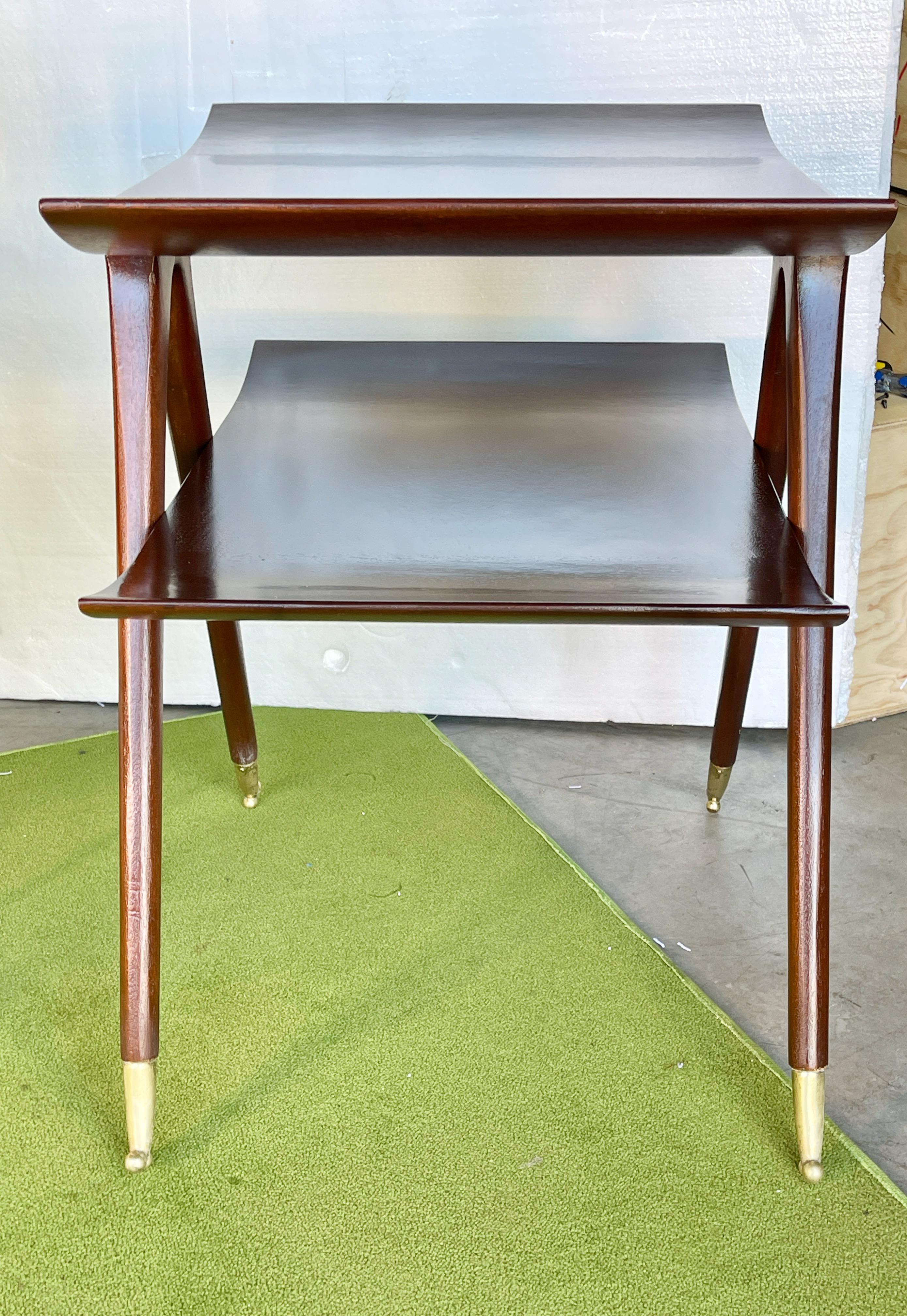 Pair of Ico Parisi Style Two-Tier Side Tables For Sale 3