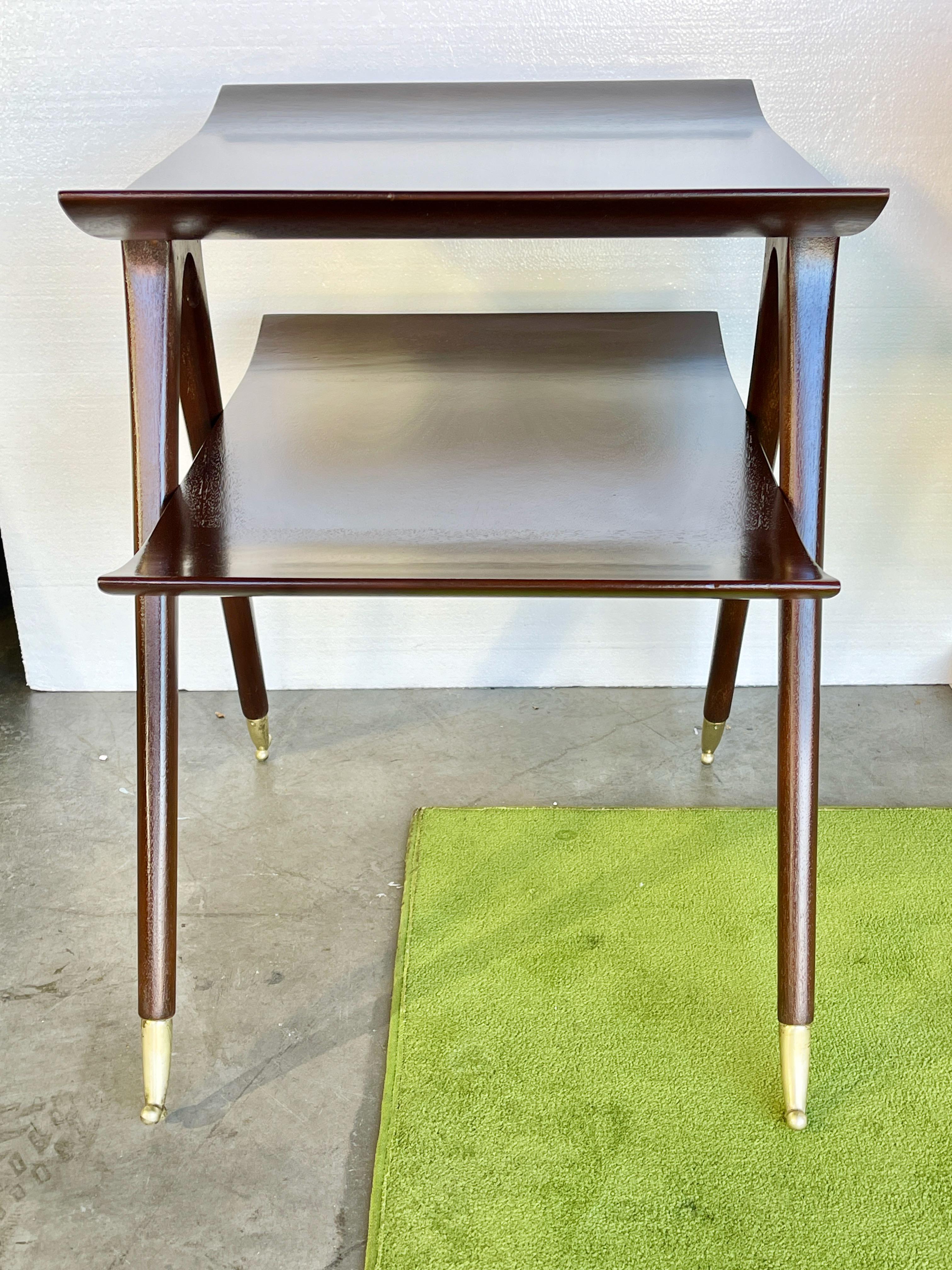 Pair of Ico Parisi Style Two-Tier Side Tables For Sale 2