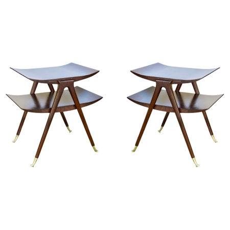 Pair of Ico Parisi Style Two-Tier Side Tables