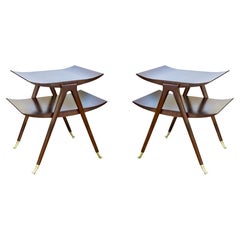 Pair of Ico Parisi Style Two-Tier Side Tables