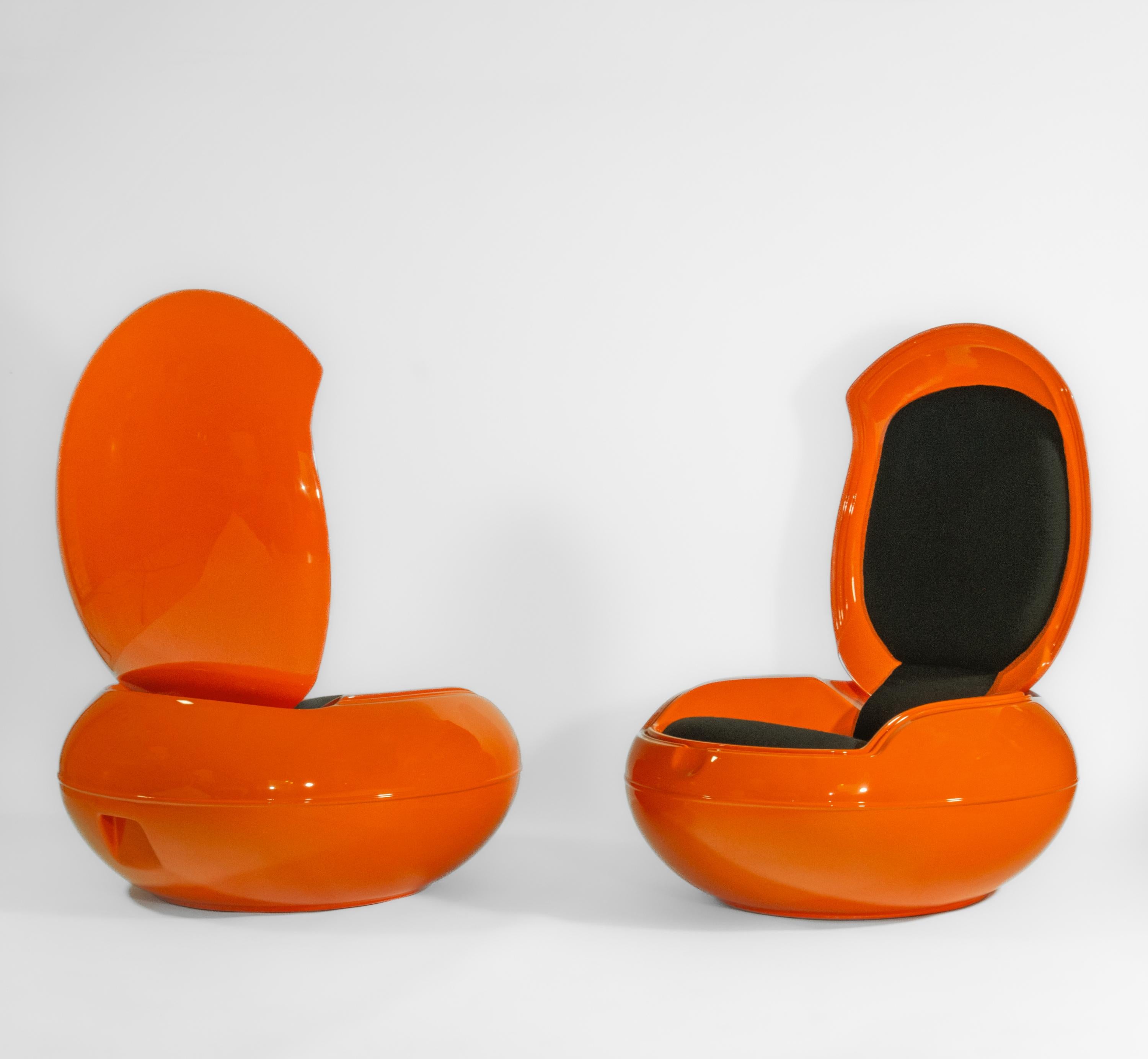 Pair Of Iconic 1970s Peter Ghyczy Garden Orange Egg Chairs 3