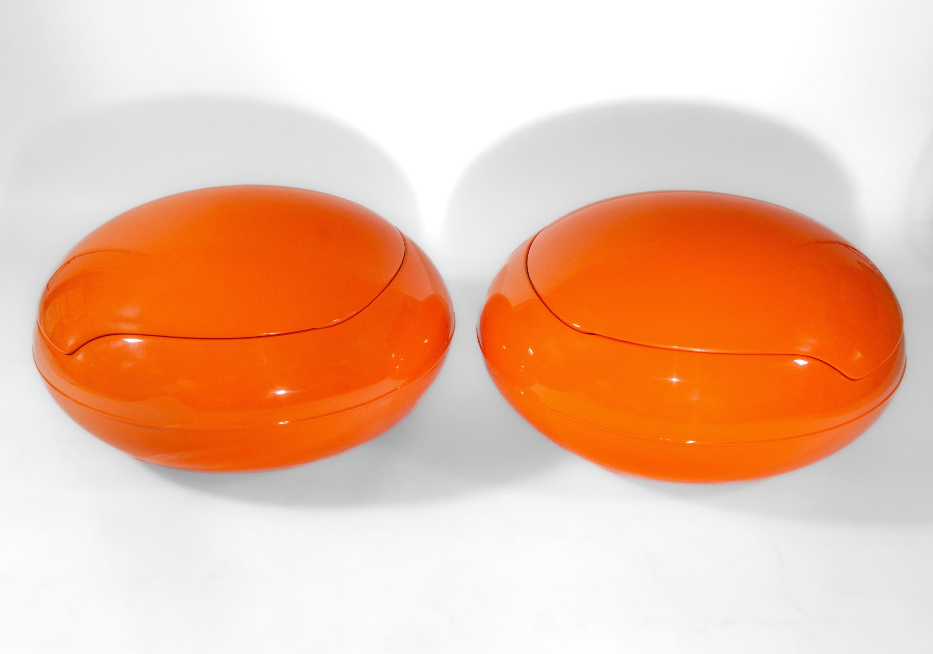 Pair Of Iconic 1970s Peter Ghyczy Garden Orange Egg Chairs 4