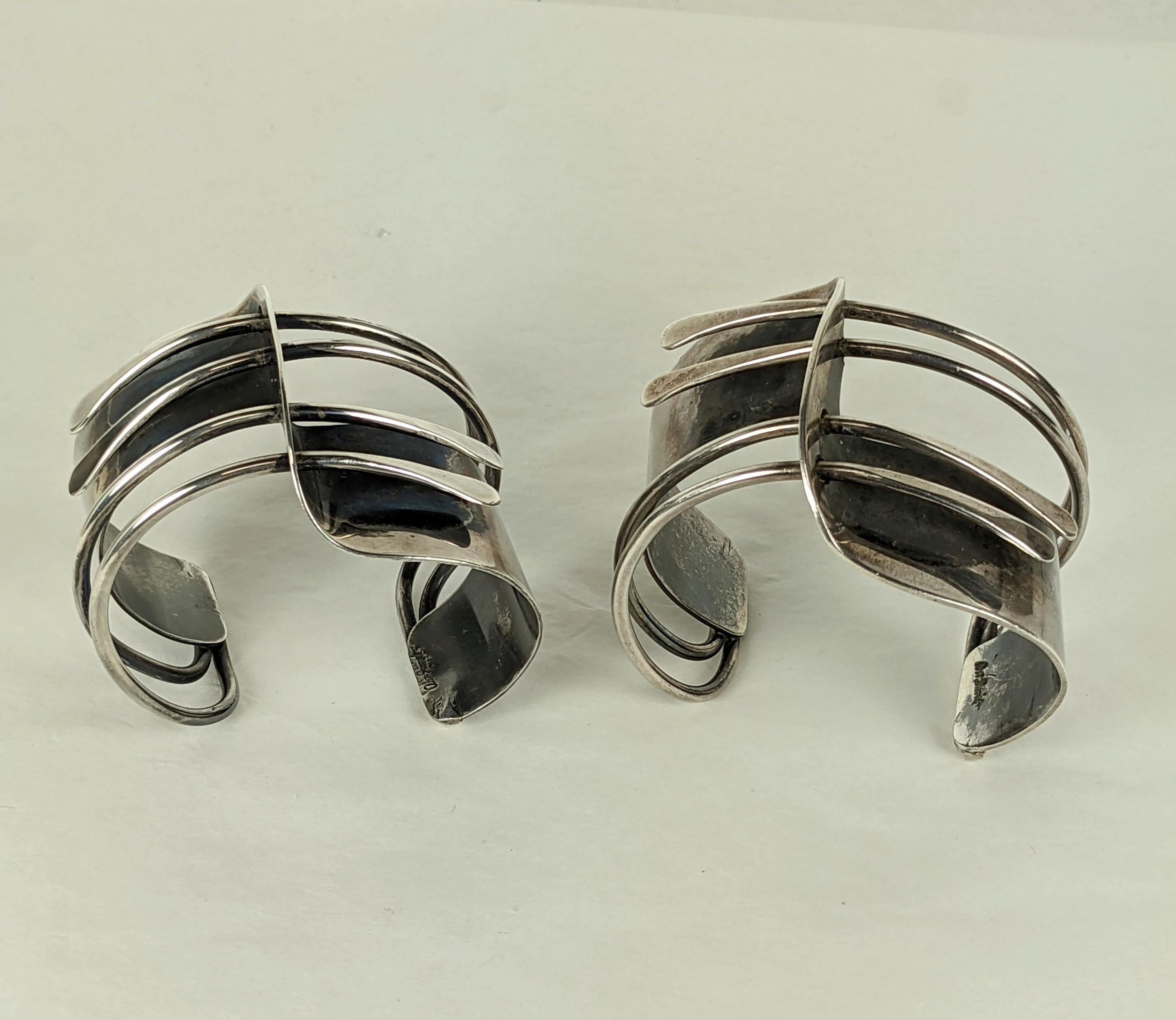 Pair of Iconic Art Smith Modernette Cuffs For Sale 2