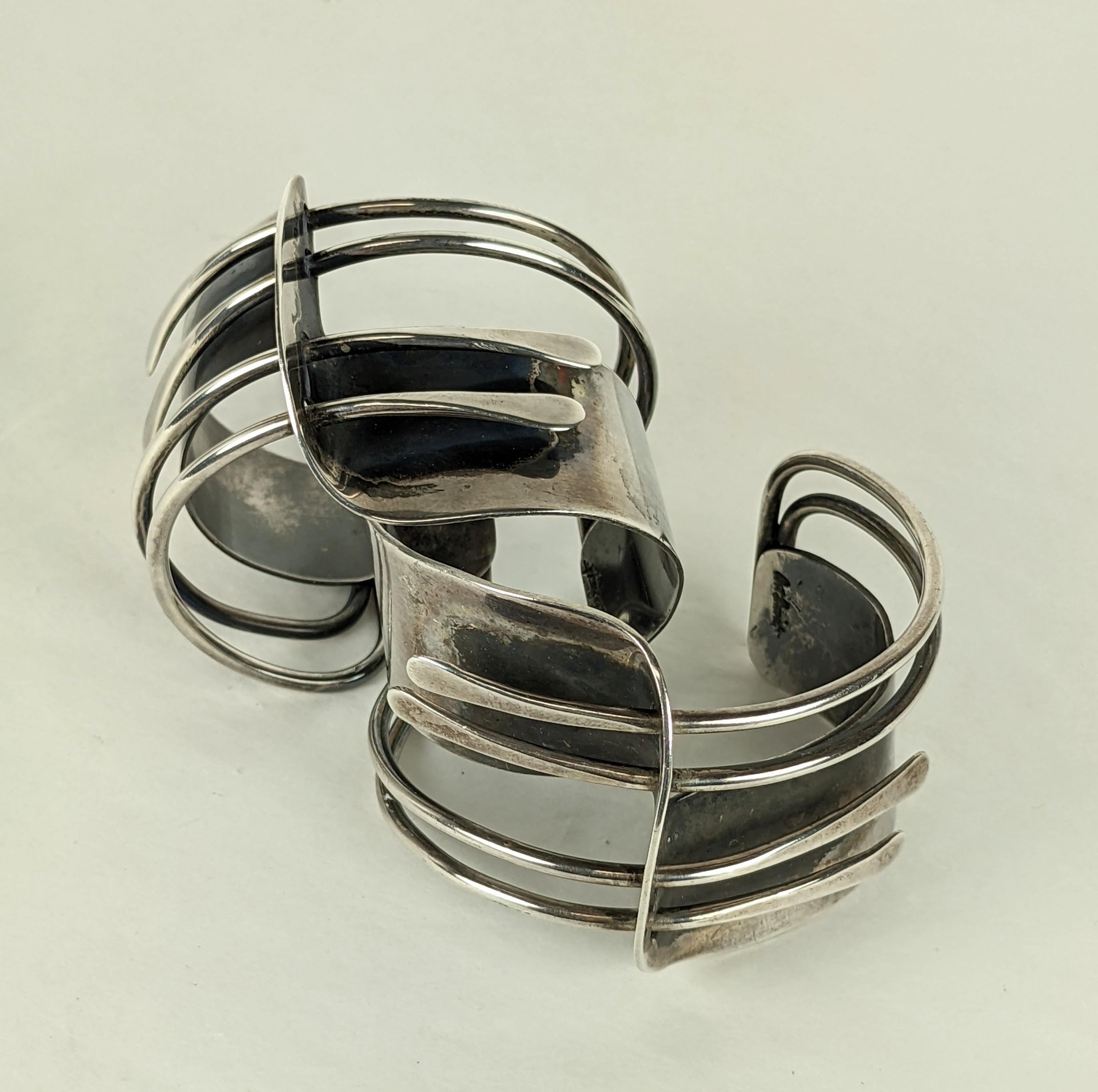 Pair of Iconic Art Smith Modernette Cuffs For Sale 3